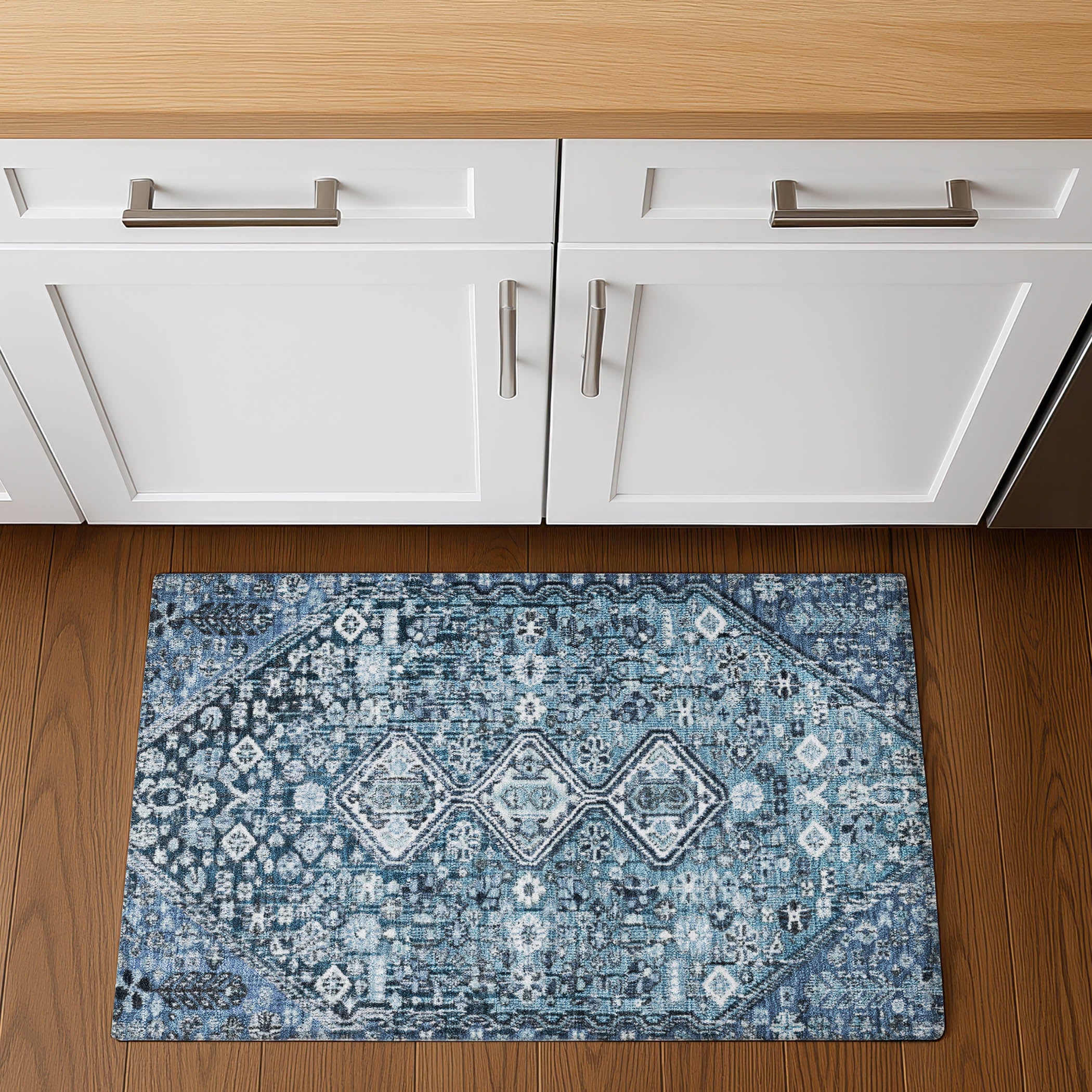 Chiang Mai Machine Washable Transitional Blue Rug 1'8" x 2'6" #shape_Rectangle