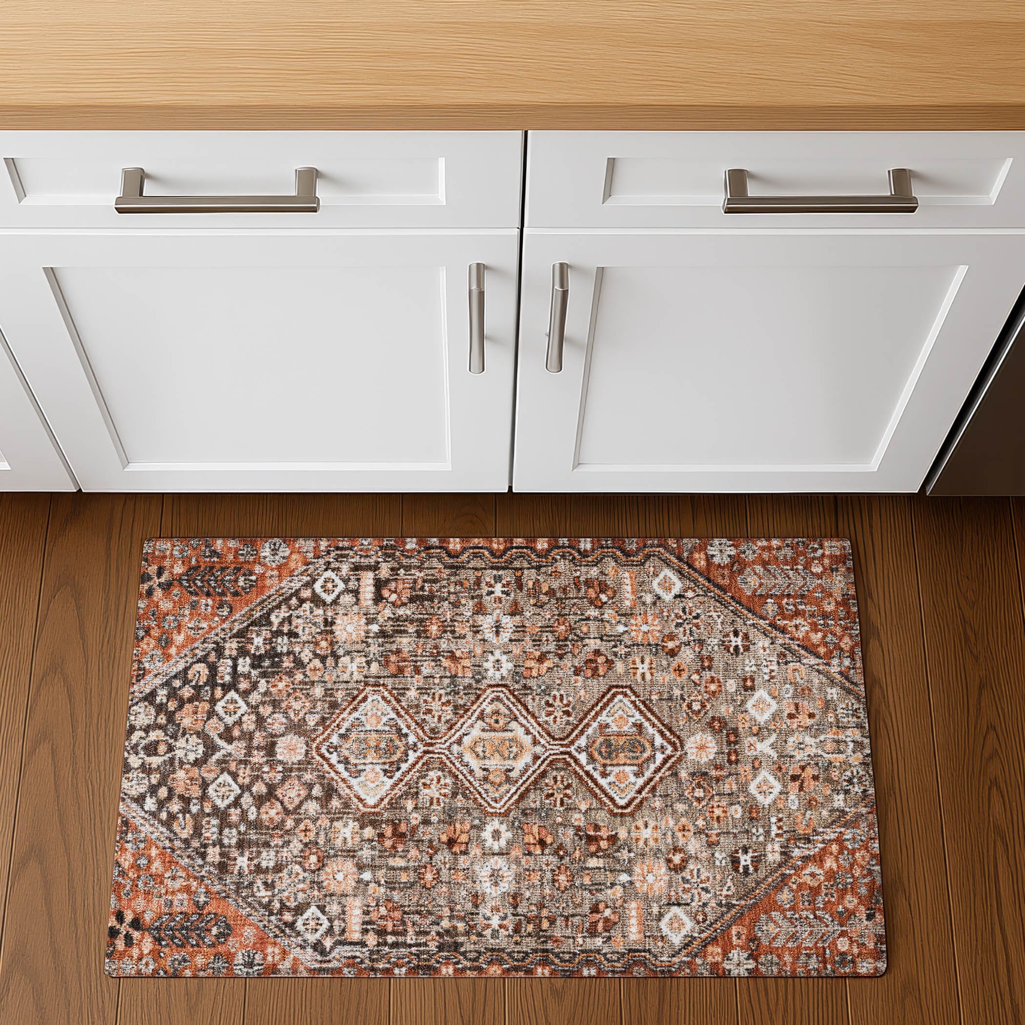 Chiang Mai Machine Washable Transitional Fudge Brown Rug 1'8" x 2'6" #shape_Rectangle