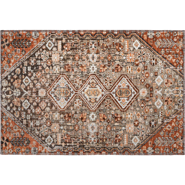 Chiang Mai Machine Washable Transitional Fudge Brown Rug 1'8" x 2'6"