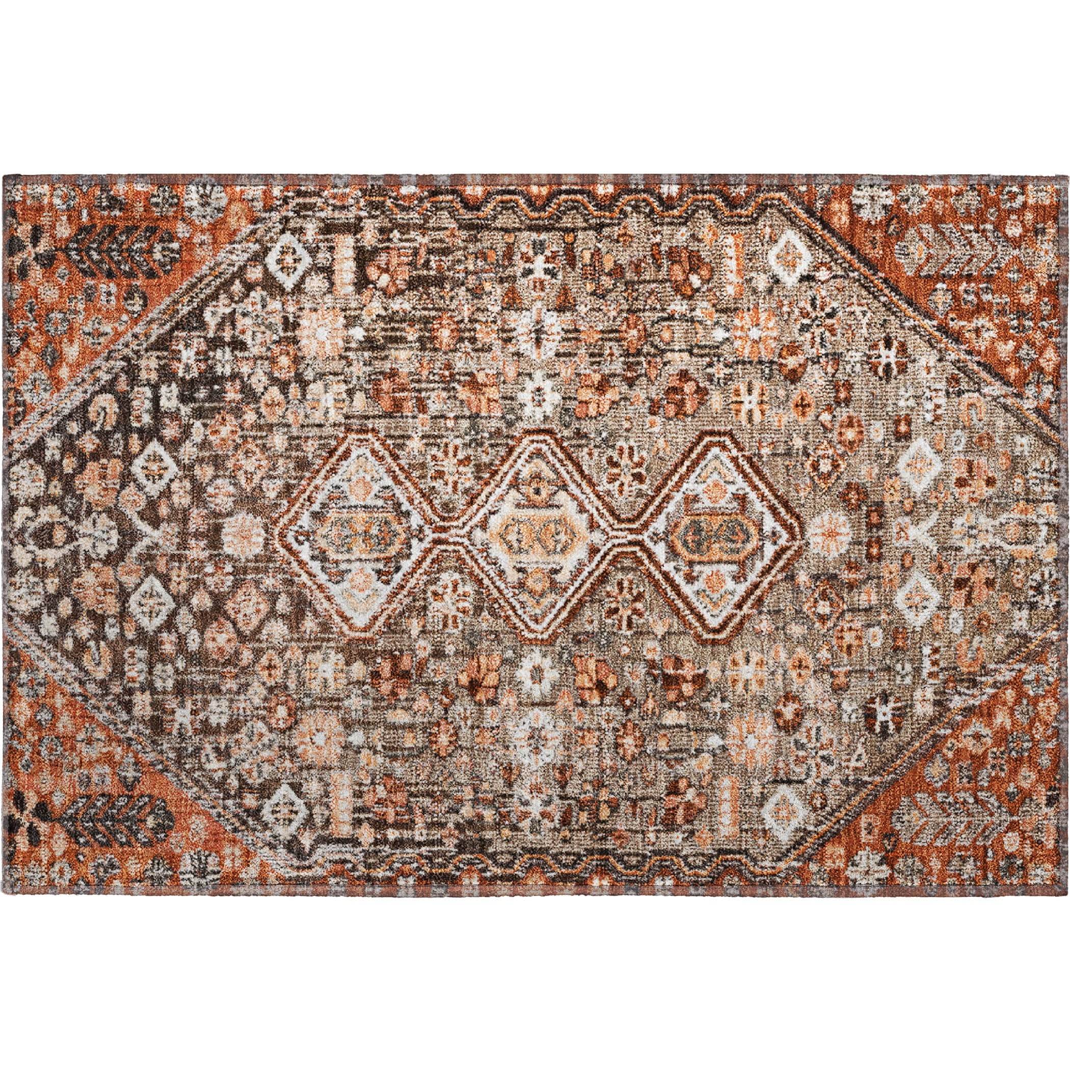 Chiang Mai Machine Washable Transitional Fudge Brown Rug 1'8" x 2'6" #shape_Rectangle