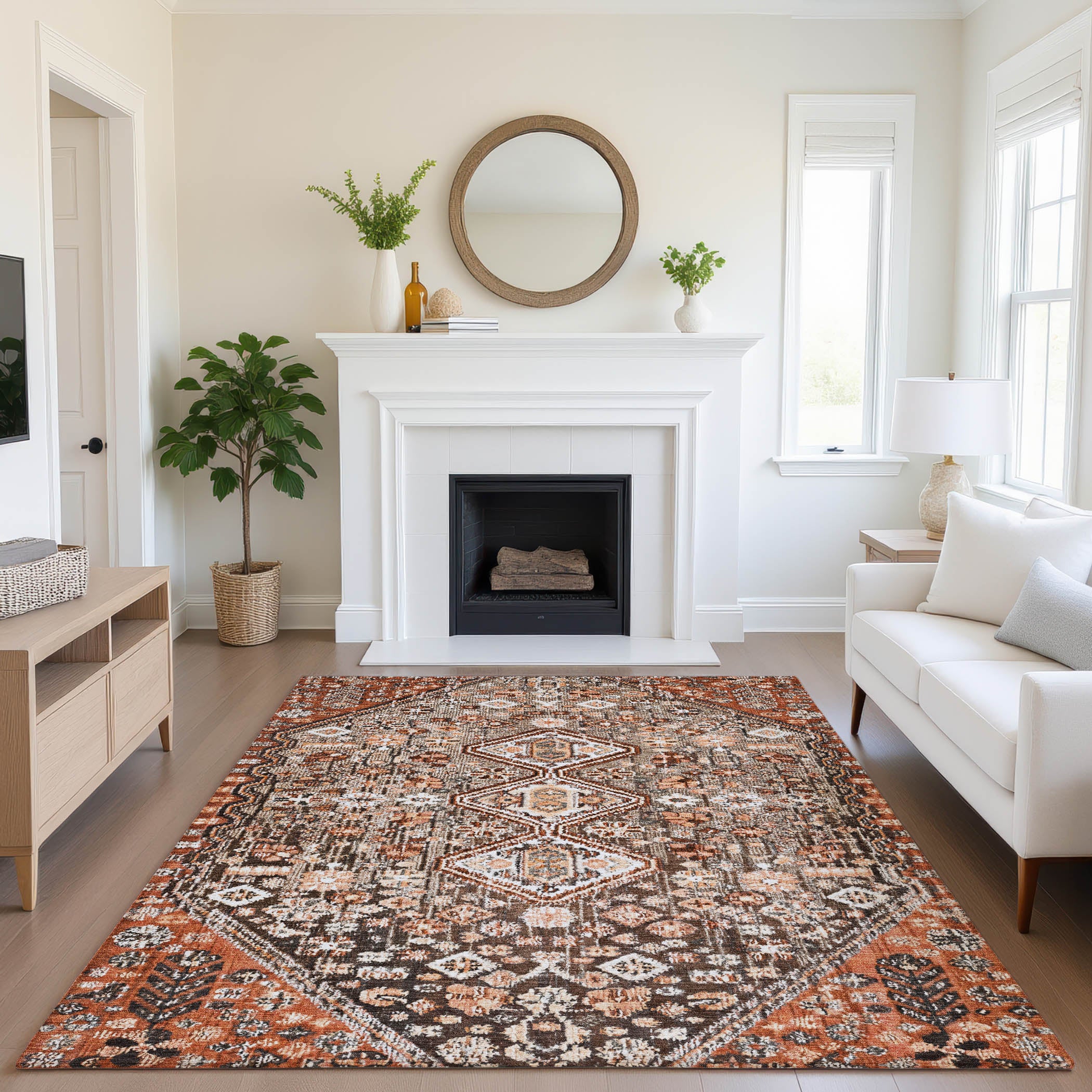 Chiang Mai Machine Washable Transitional Fudge Brown Rug 2'6" x 3'10" #shape_Rectangle