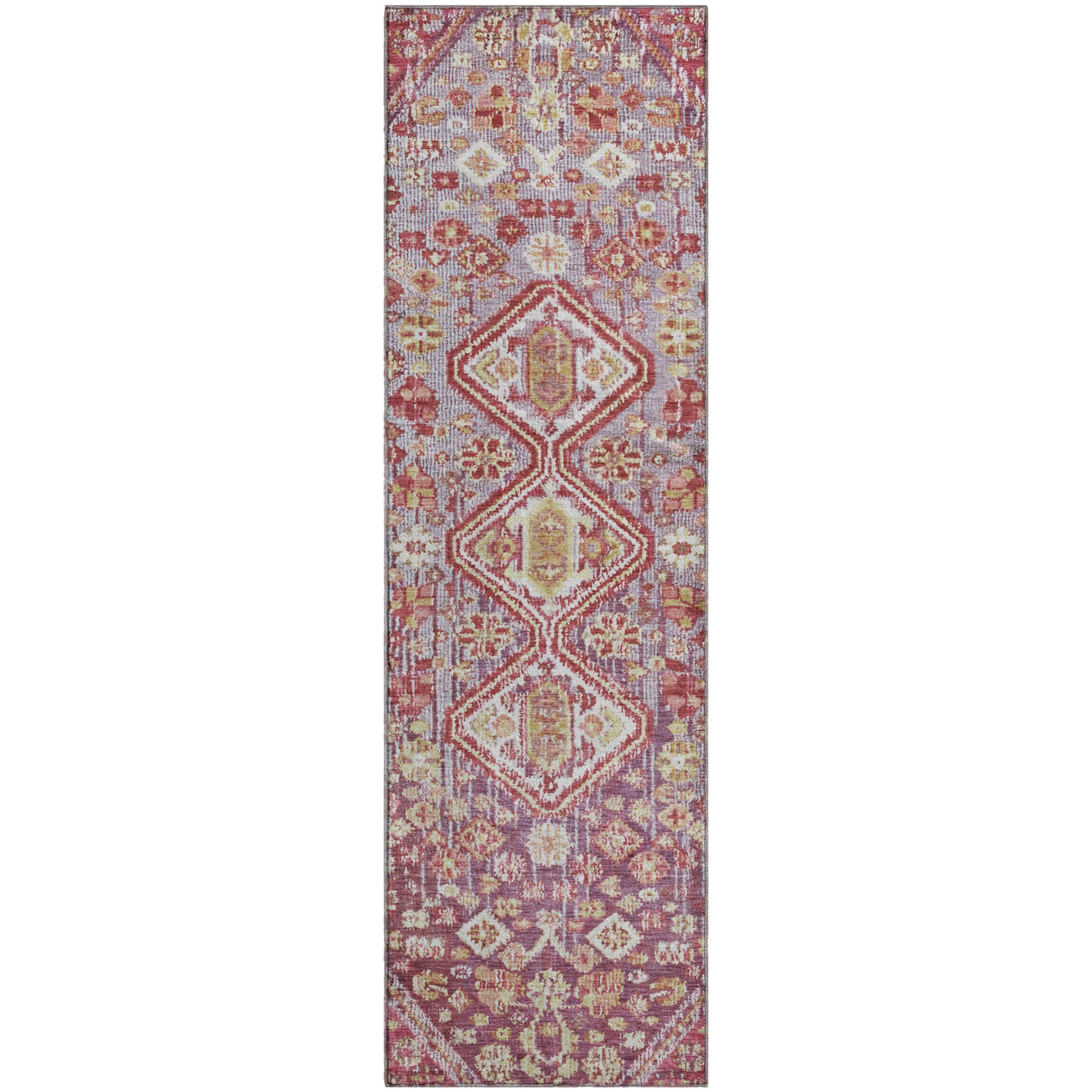 Chiang Mai Machine Washable Transitional Merlot Red Rug 2'3" x 7'6" #shape_Runner