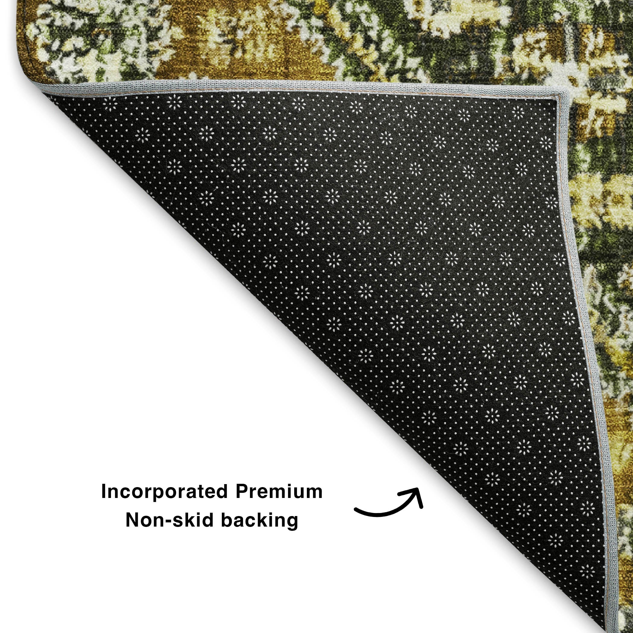 Chiang Mai Machine Washable Transitional Olive Green Rug 1'8" x 2'6" #shape_Rectangle