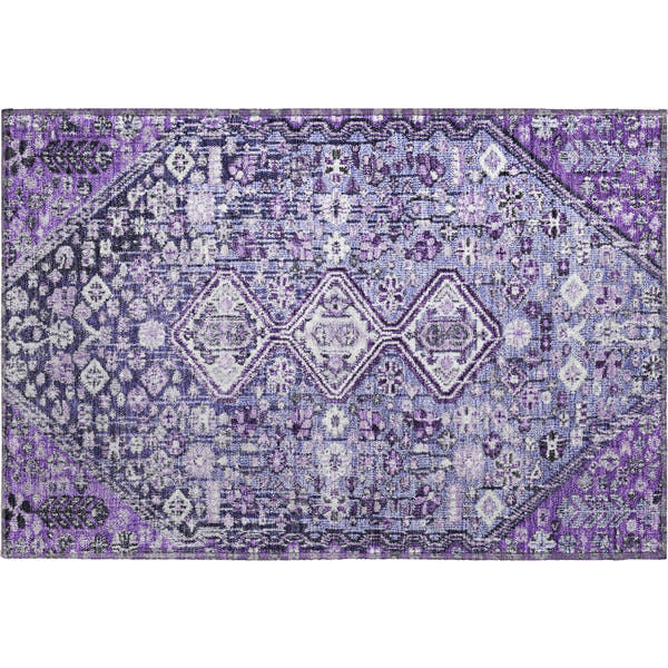 Chiang Mai Machine Washable Transitional Purple Rug 1'8" x 2'6"
