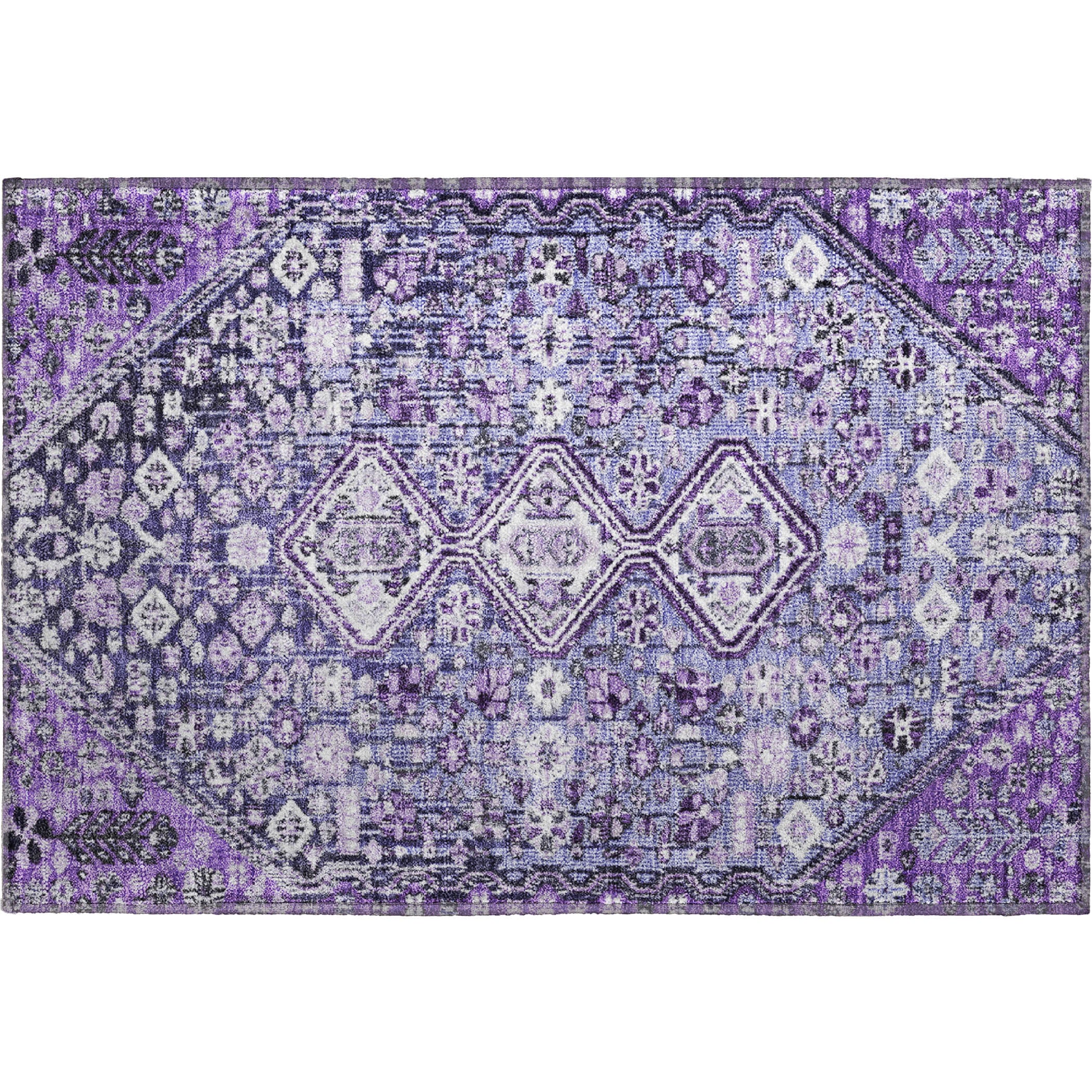 Chiang Mai Machine Washable Transitional Purple Rug 1'8" x 2'6" #shape_Rectangle