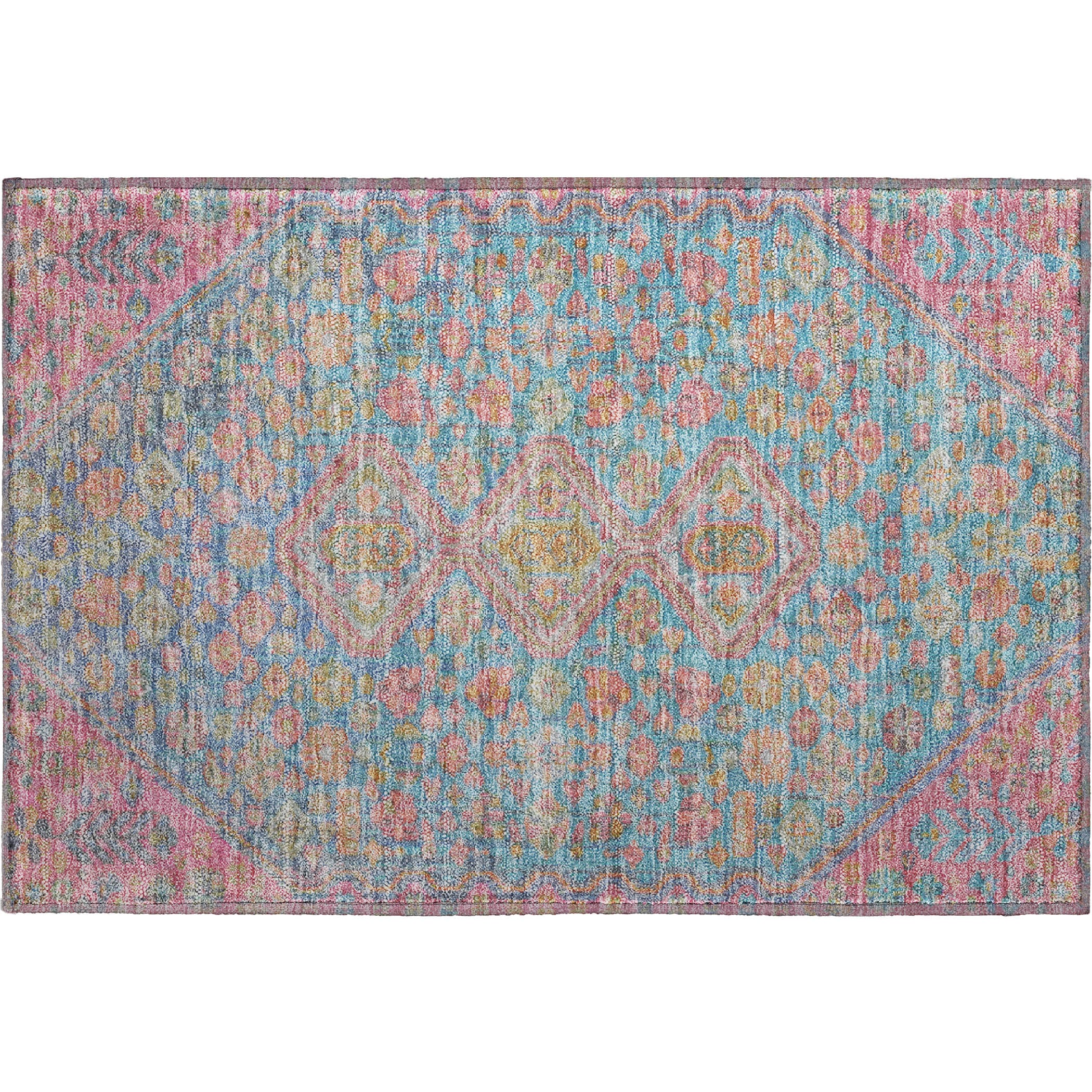 Chiang Mai Machine Washable Transitional Sky Blue Rug 1'8" x 2'6" #shape_Rectangle