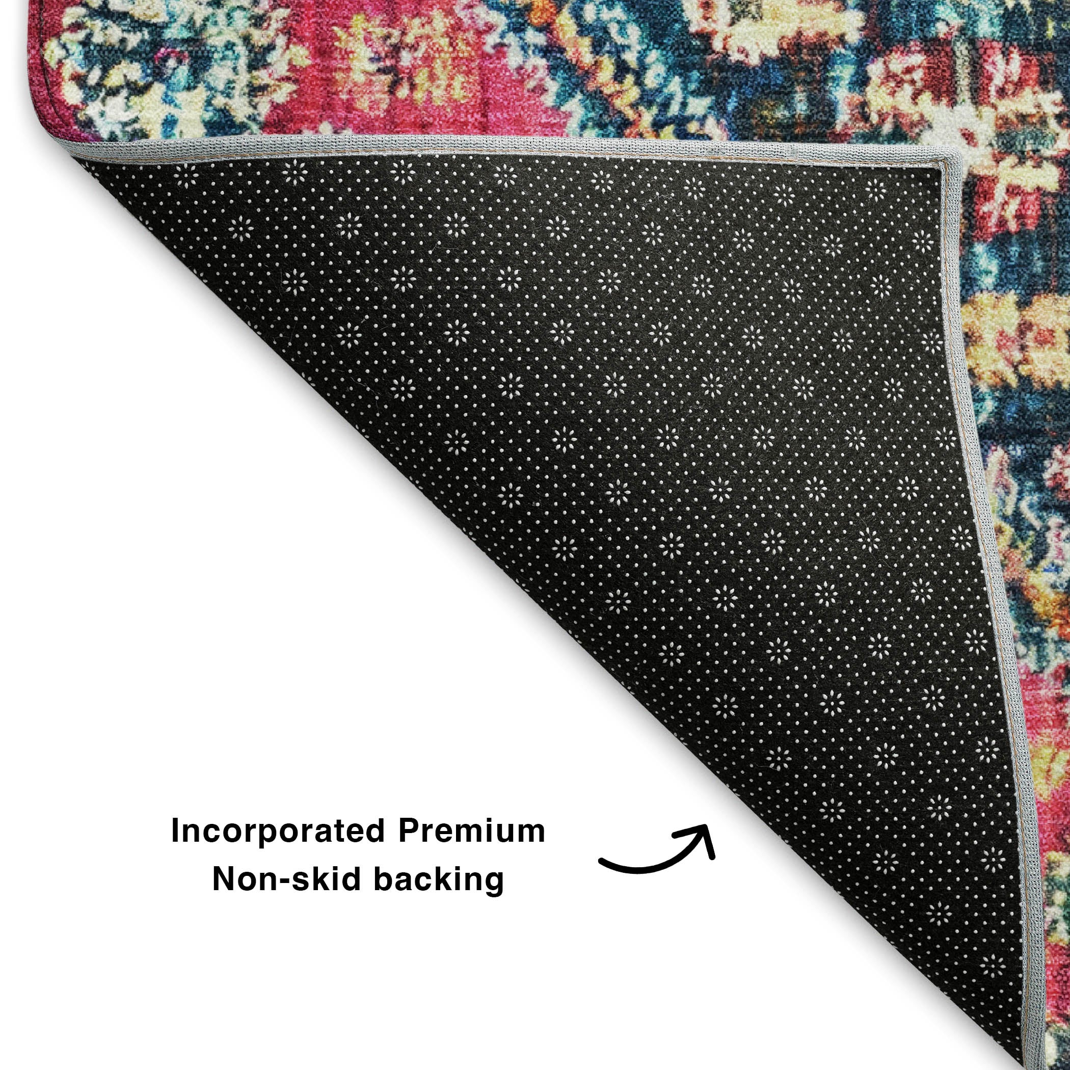 Chiang Mai Machine Washable Transitional Teal Rug 1'8" x 2'6" #shape_Rectangle