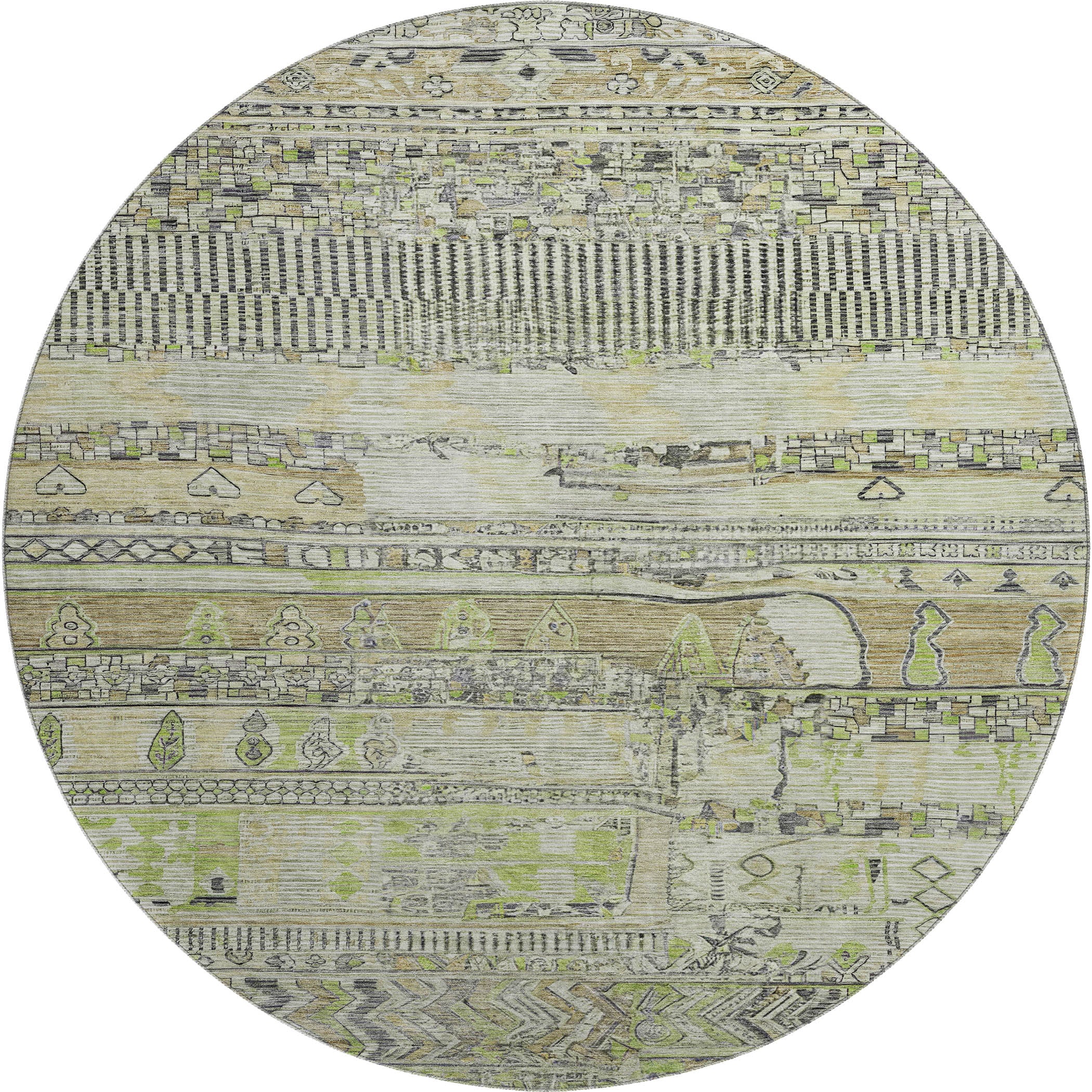 Jaipur Machine Washable Transitional Beige Brown Rug 8' x 8' #shape_Round