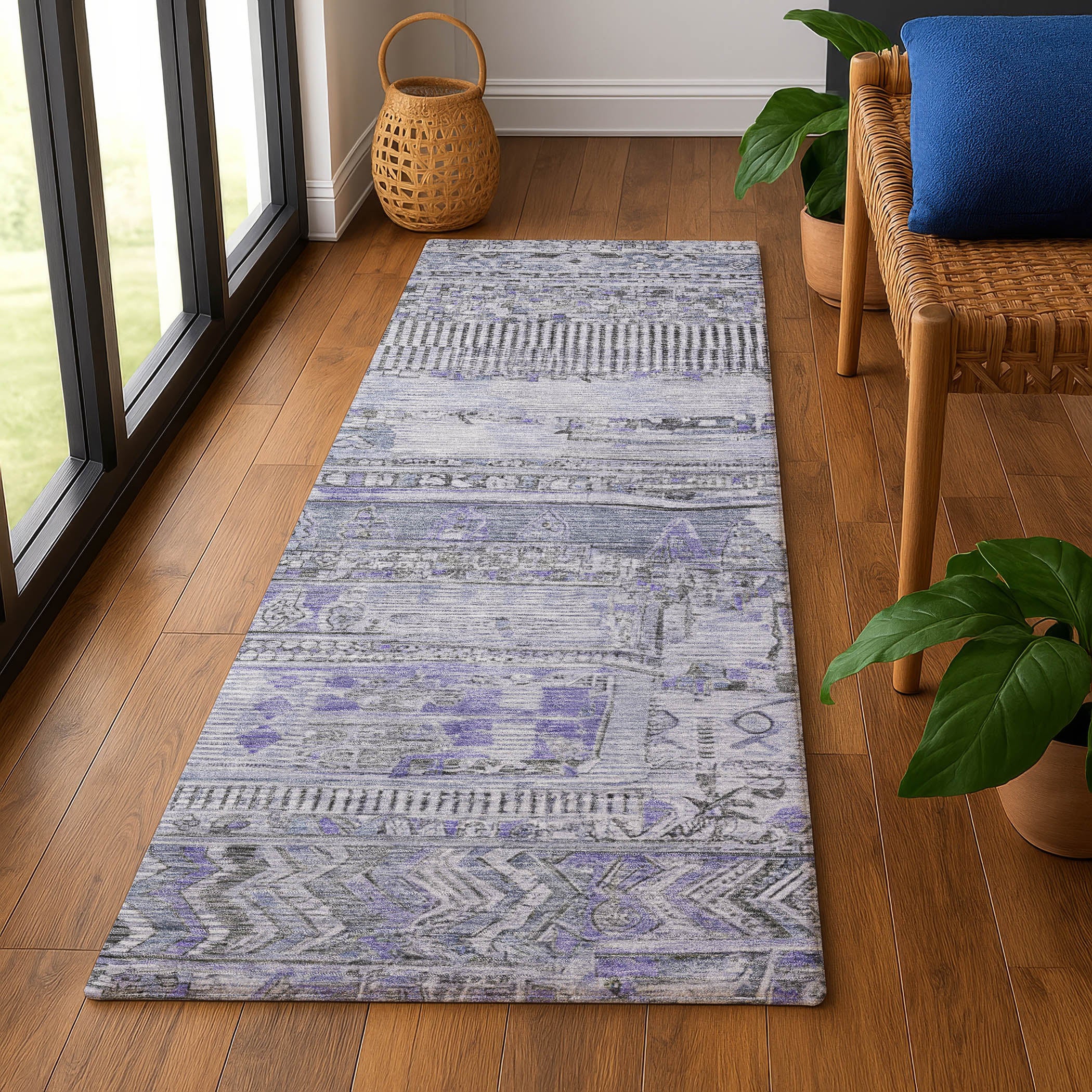 Jaipur Machine Washable Transitional Blue Rug 2'3" x 7'6" #shape_Runner