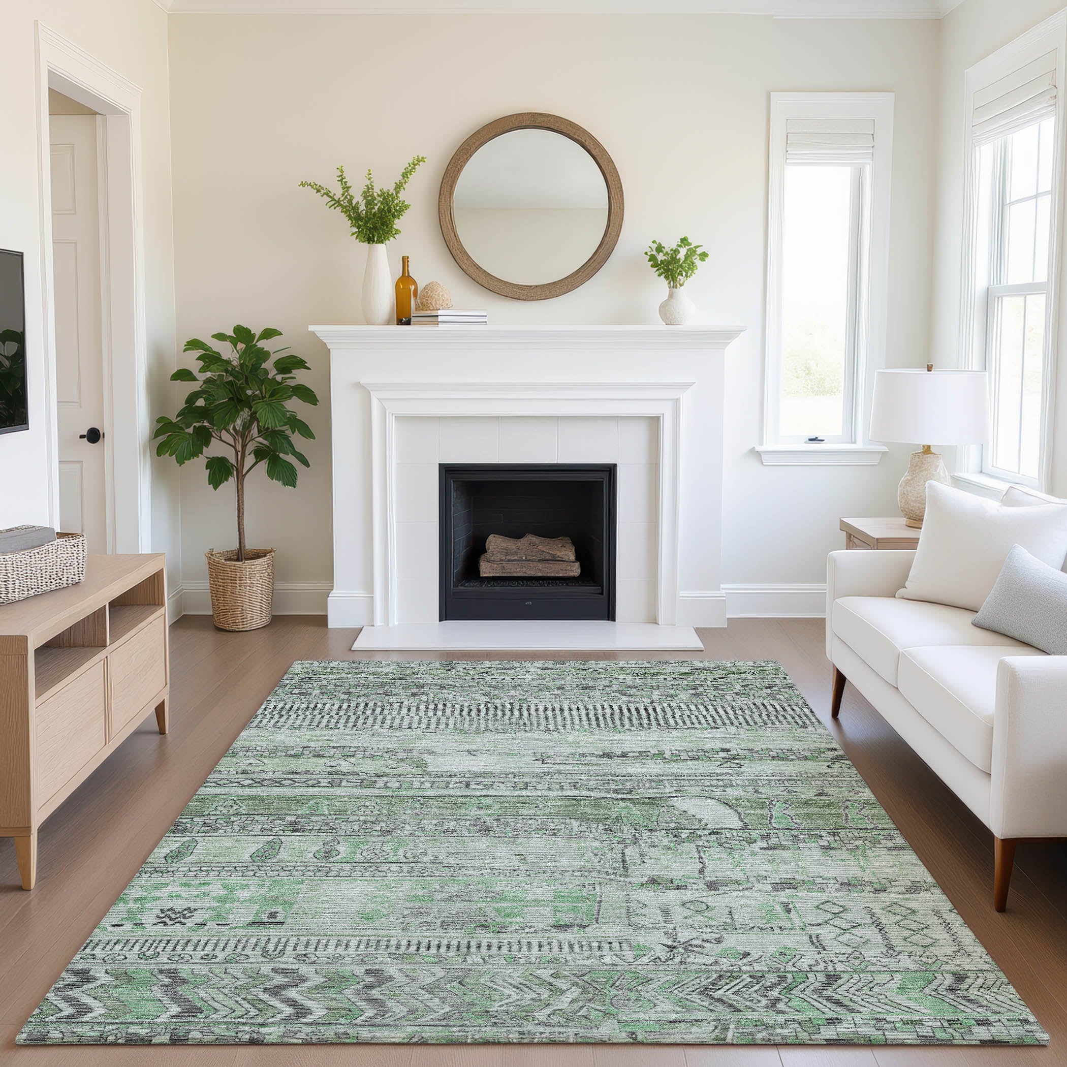 Jaipur Machine Washable Transitional Sage Green Rug 2'6" x 3'10" #shape_Rectangle