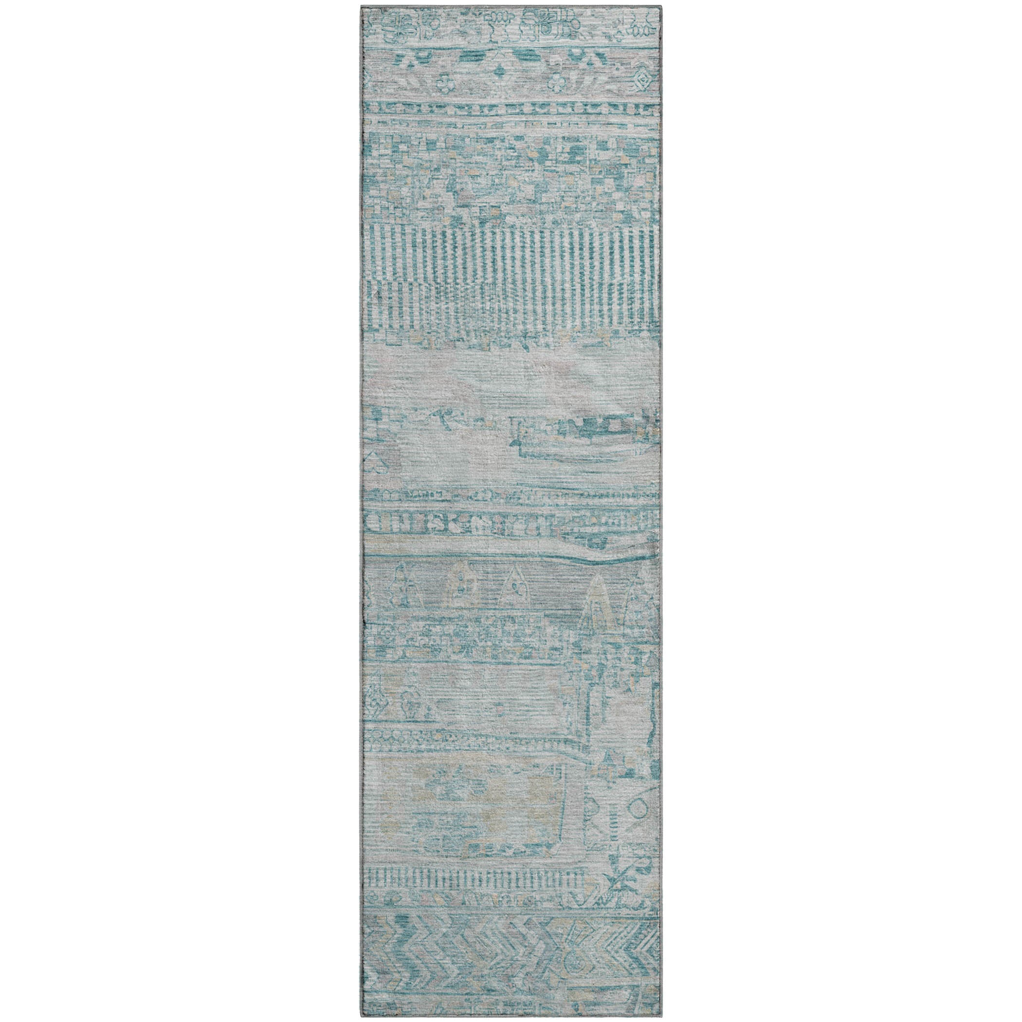 Jaipur Machine Washable Transitional Teal Rug 2'3" x 7'6" #shape_Runner
