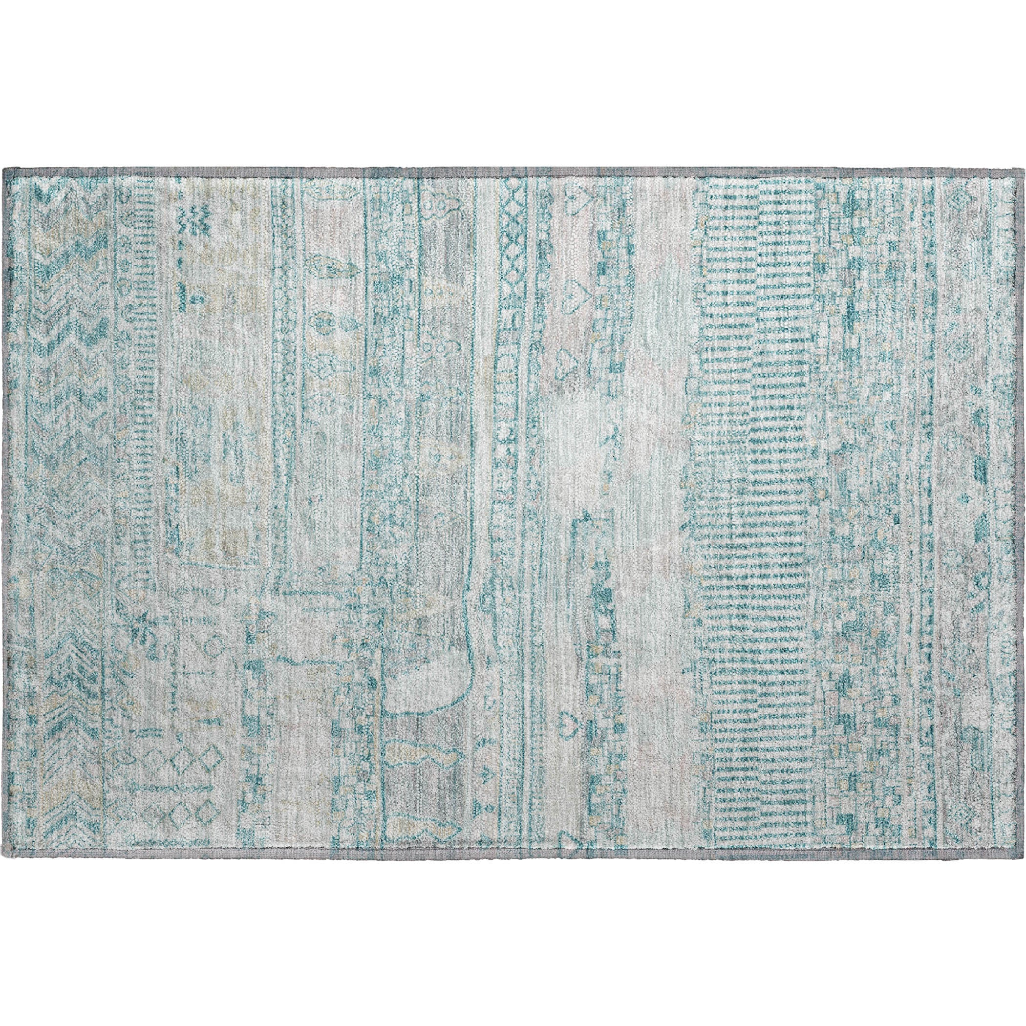 Jaipur Machine Washable Transitional Teal Rug 1'8" x 2'6" #shape_Rectangle