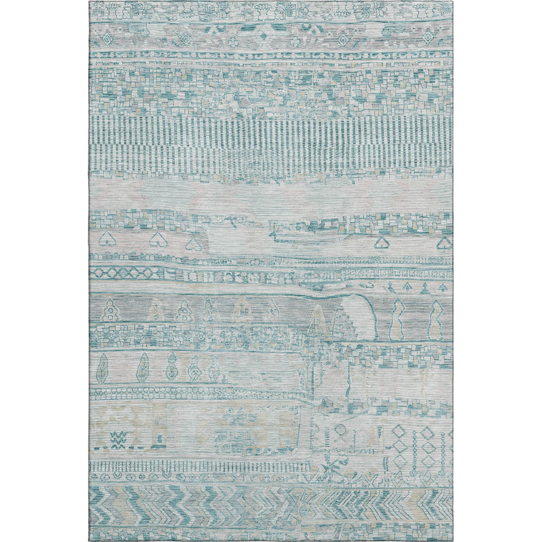 Jaipur Machine Washable Transitional Teal Rug 2'6" x 3'10" #shape_Rectangle