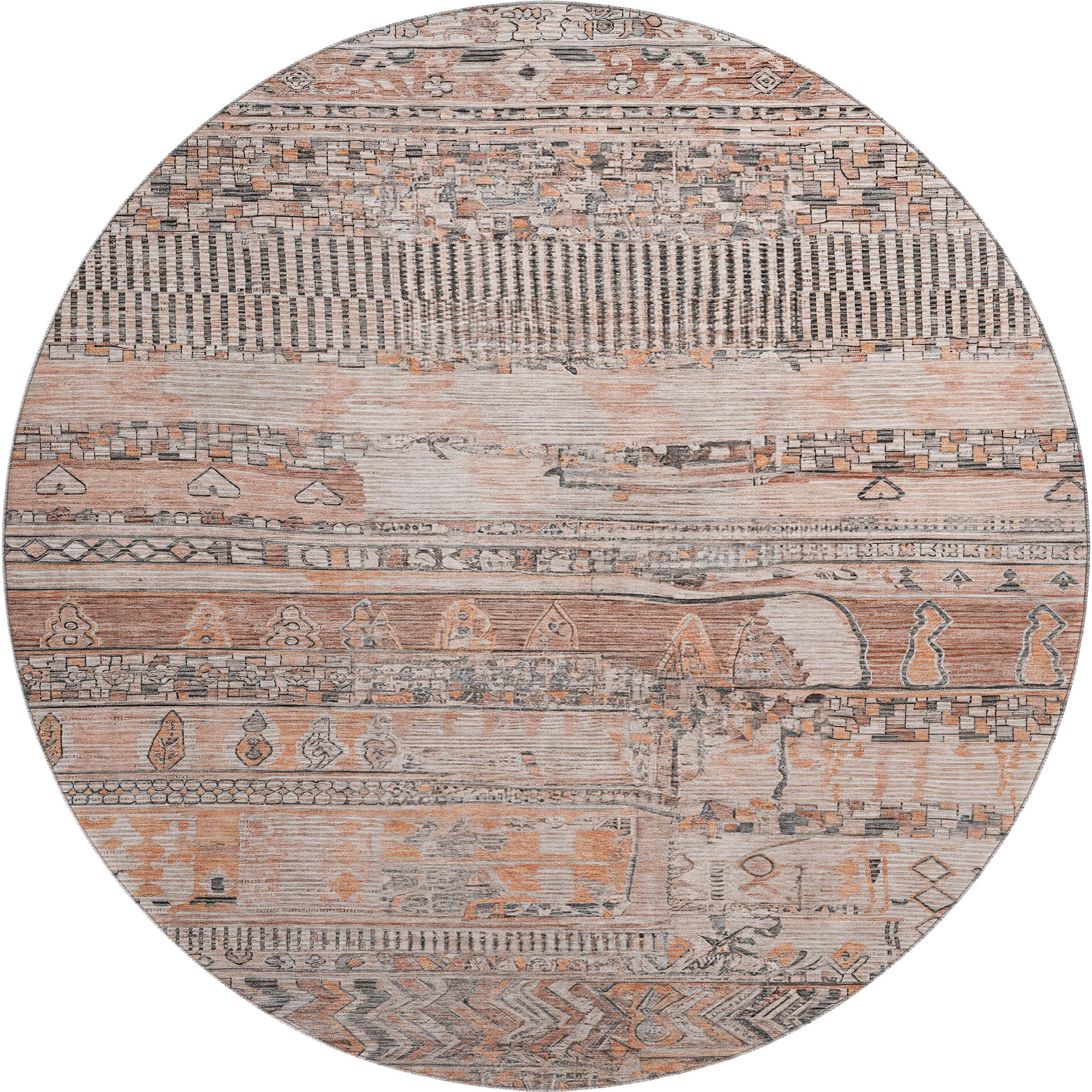 Jaipur Machine Washable Transitional Terracotta Orange Rug 8' x 8' #shape_Round