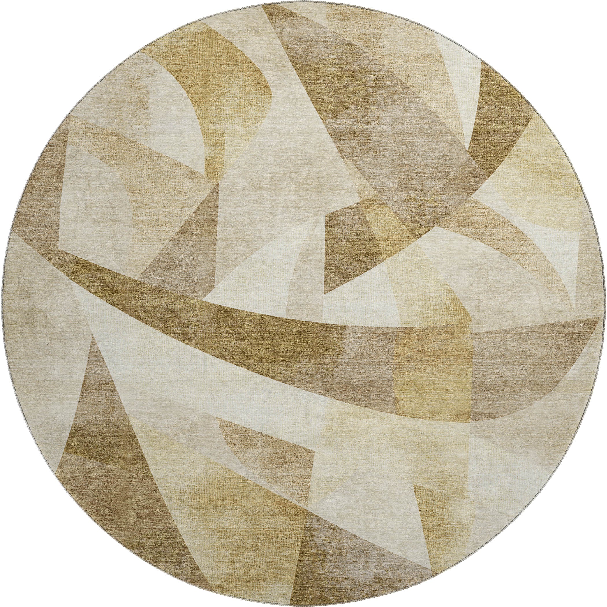 Chiang Mai Machine Washable Transitional Brown Rug 8' x 8' #shape_Round