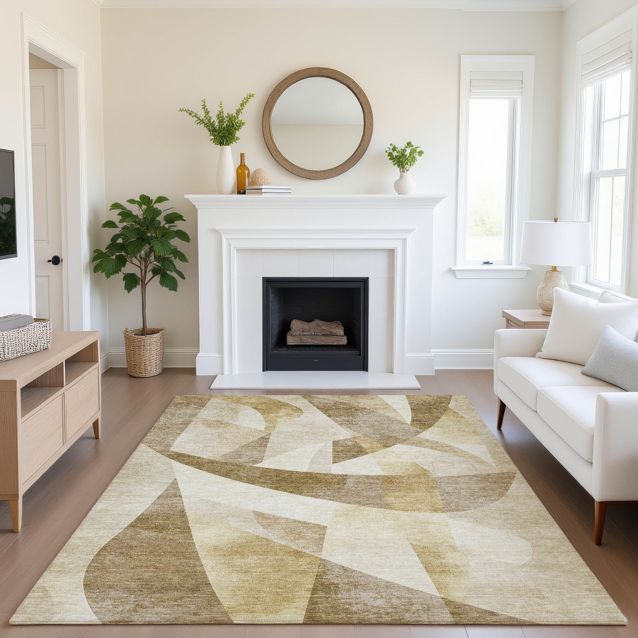 Chiang Mai Machine Washable Transitional Brown Rug 2'6" x 3'10" #shape_Rectangle