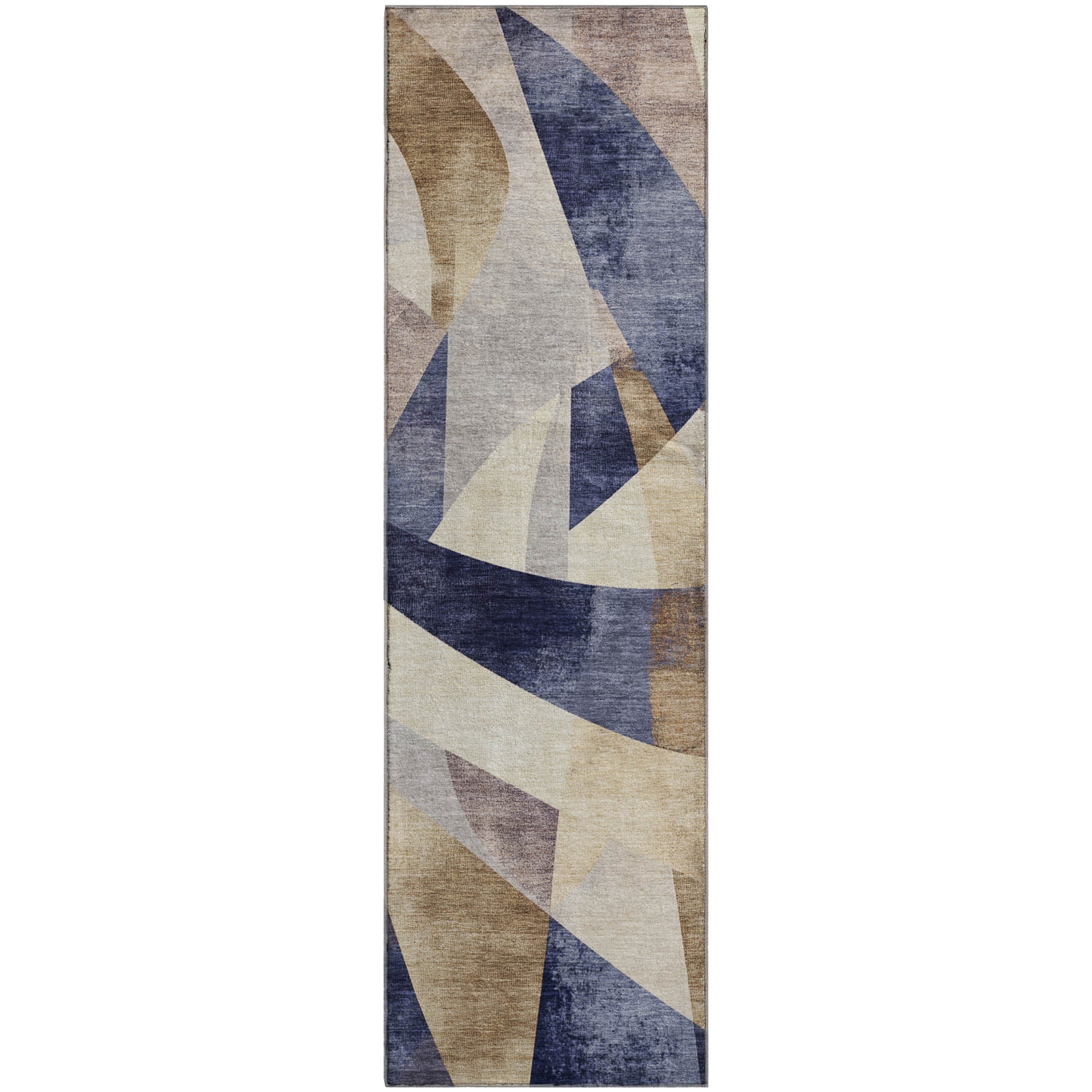 Chiang Mai Machine Washable Transitional Navy Blue Rug 2'3" x 7'6" #shape_Runner