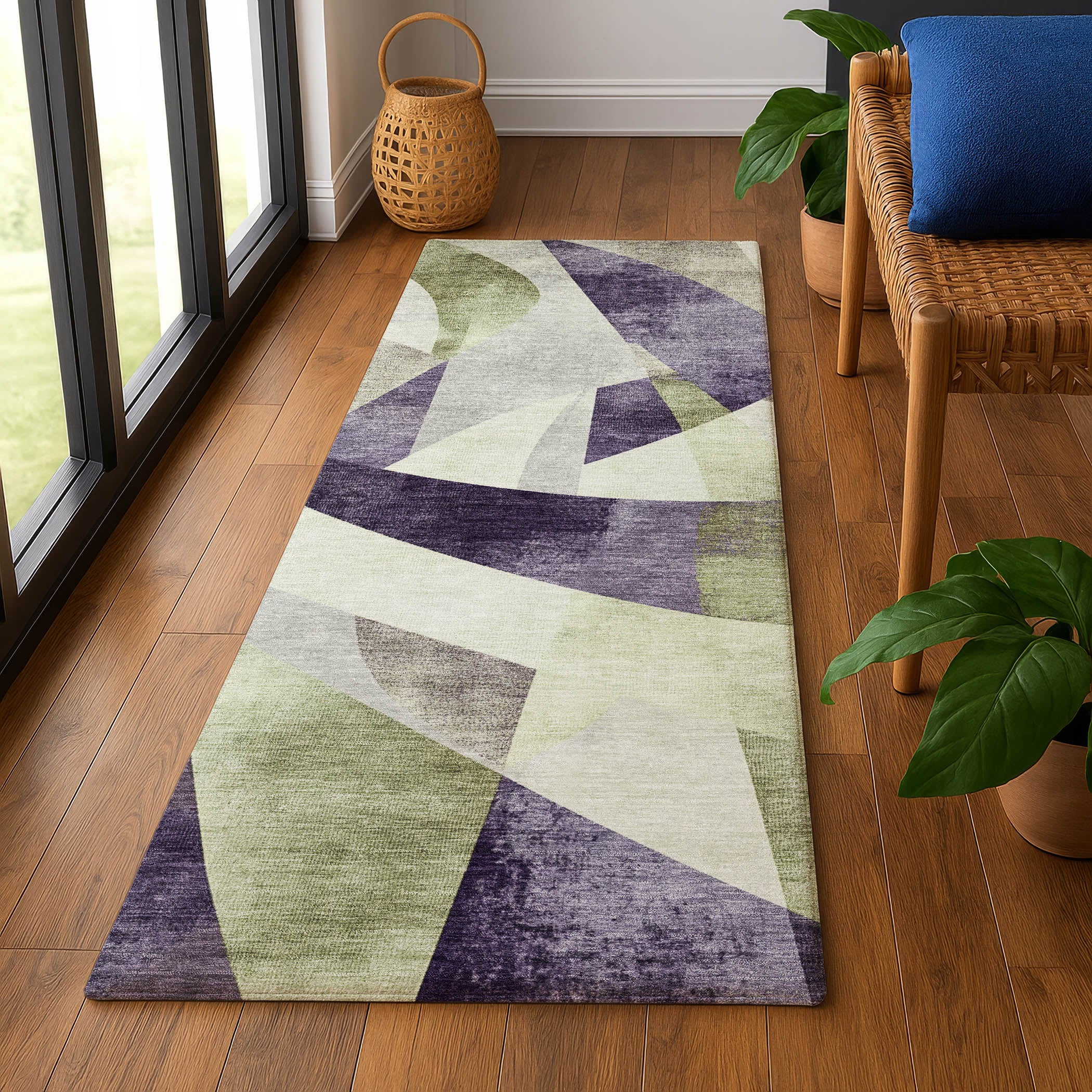 Chiang Mai Machine Washable Transitional Purple Rug 2'3" x 7'6" #shape_Runner