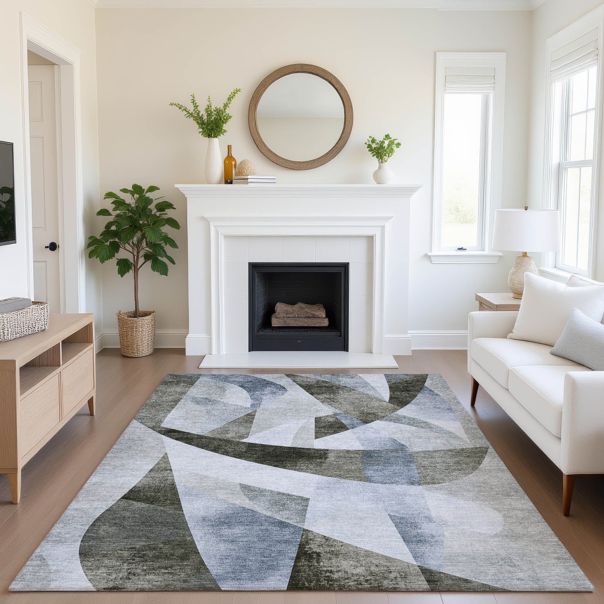 Chiang Mai Machine Washable Transitional Taupe Brown Rug 2'6" x 3'10" #shape_Rectangle