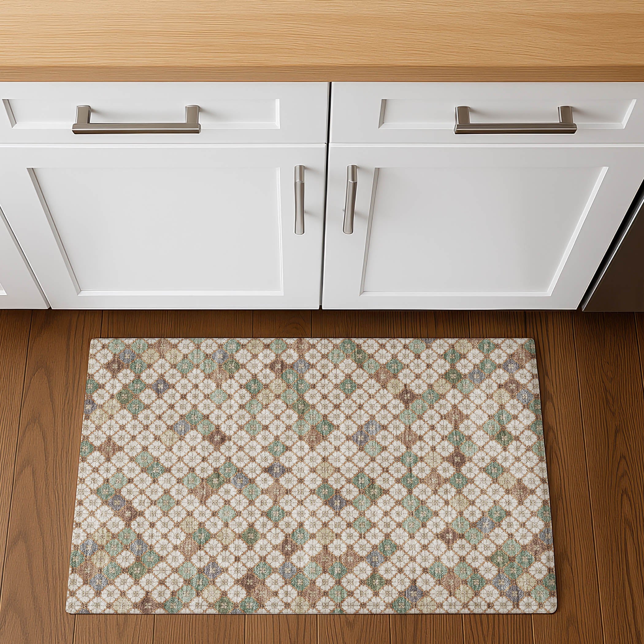 Antigua Machine Washable Transitional Beige Brown Rug 1'8" x 2'6" #shape_Rectangle