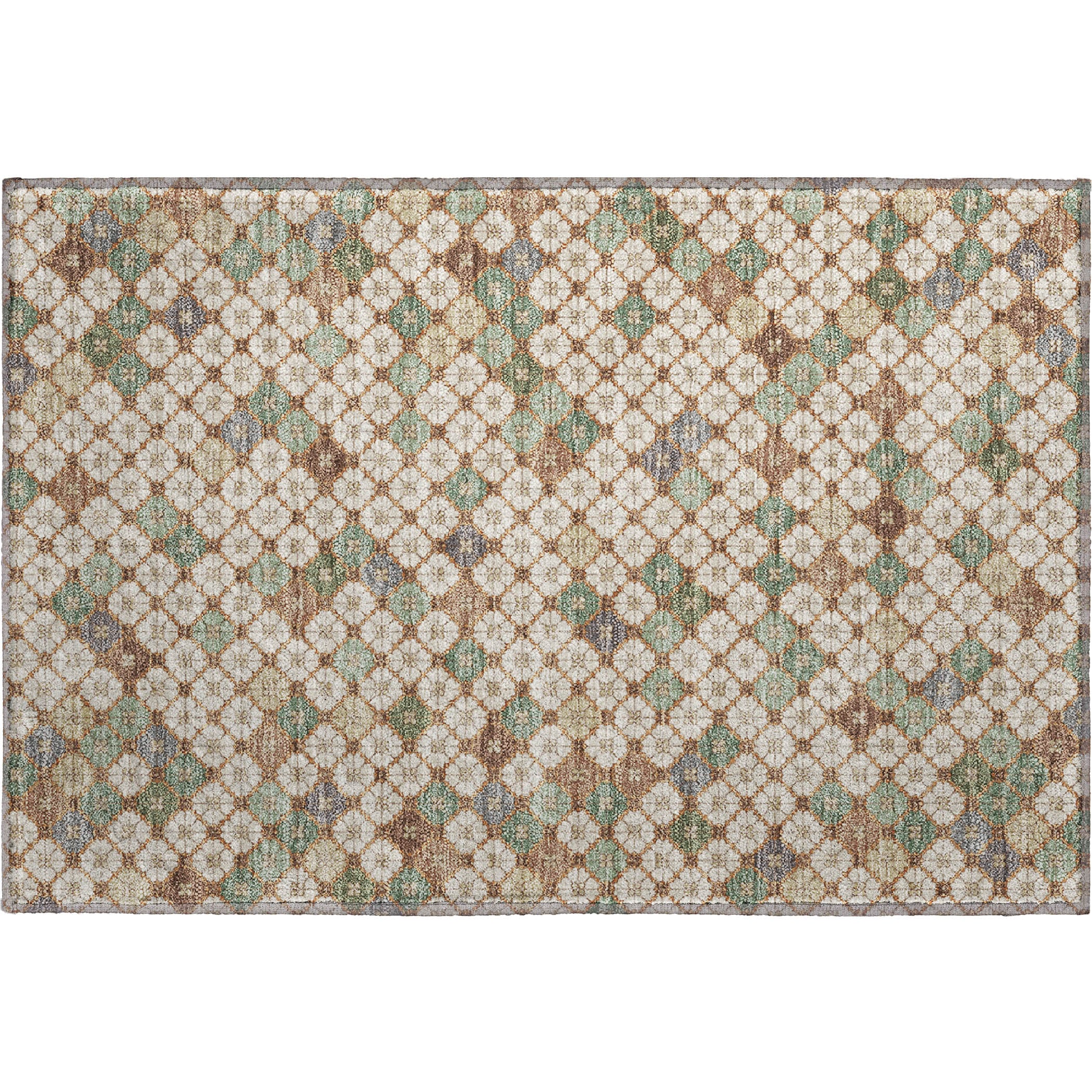 Antigua Machine Washable Transitional Beige Brown Rug 1'8" x 2'6" #shape_Rectangle