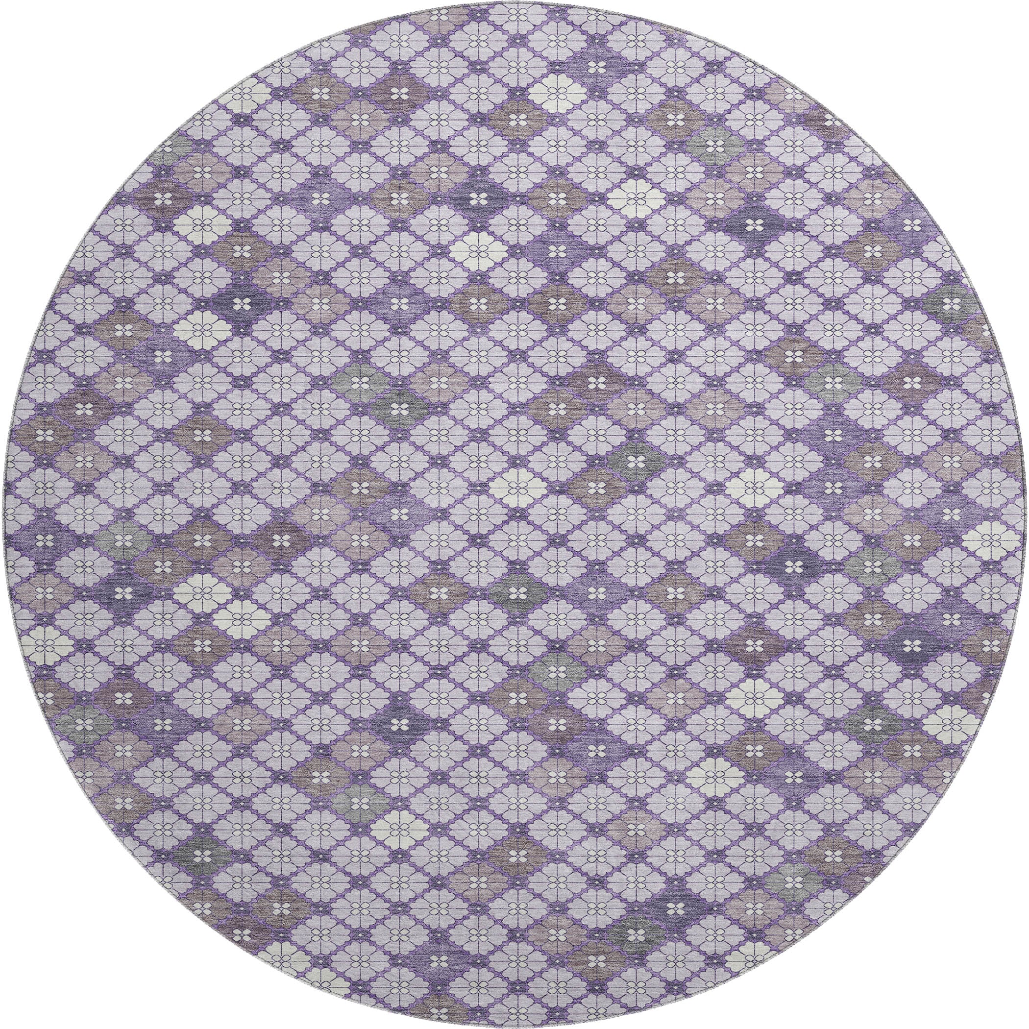 Antigua Machine Washable Transitional Lavender Purple Rug 8' x 8' #shape_Round