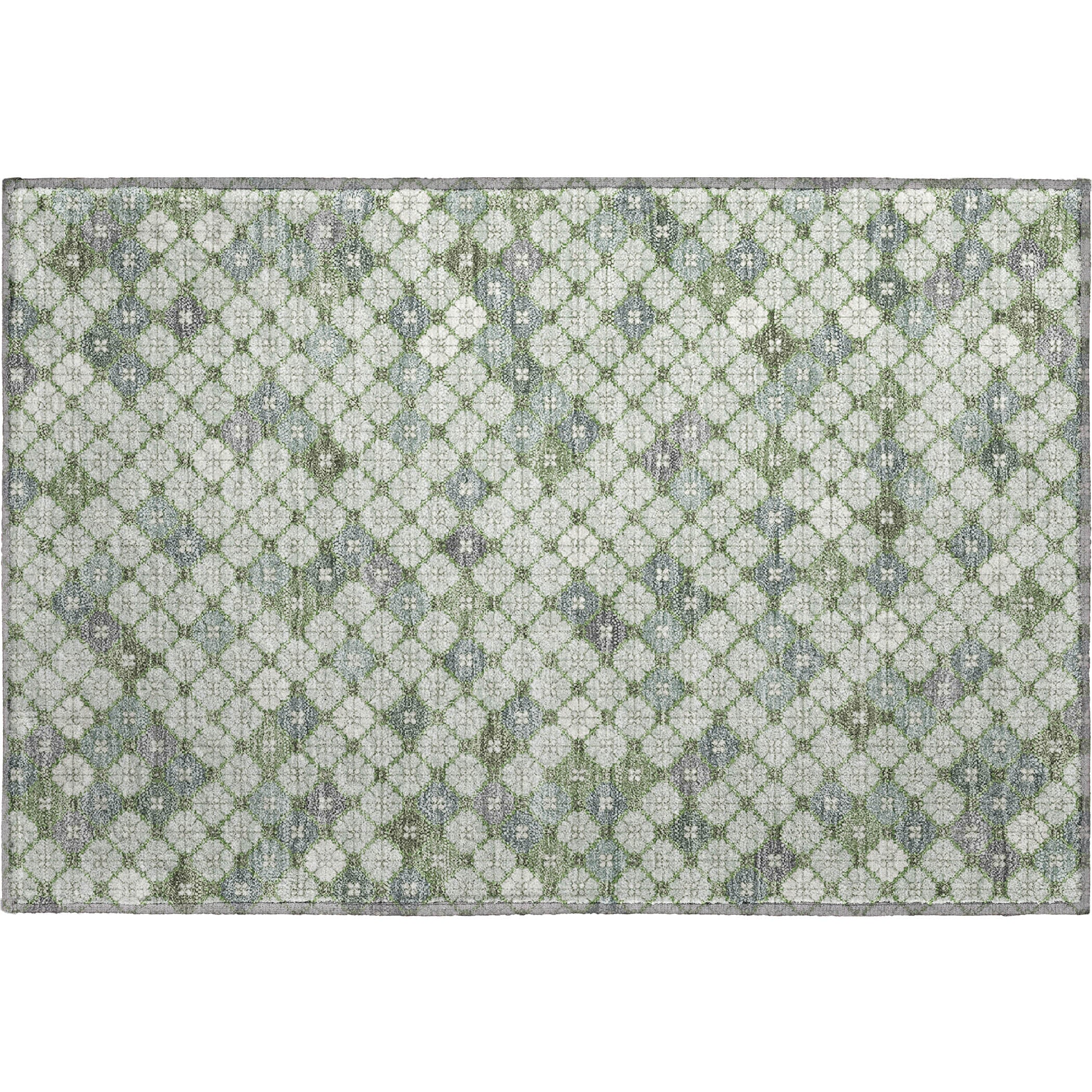 Antigua Machine Washable Transitional Mint Green Rug 1'8" x 2'6" #shape_Rectangle