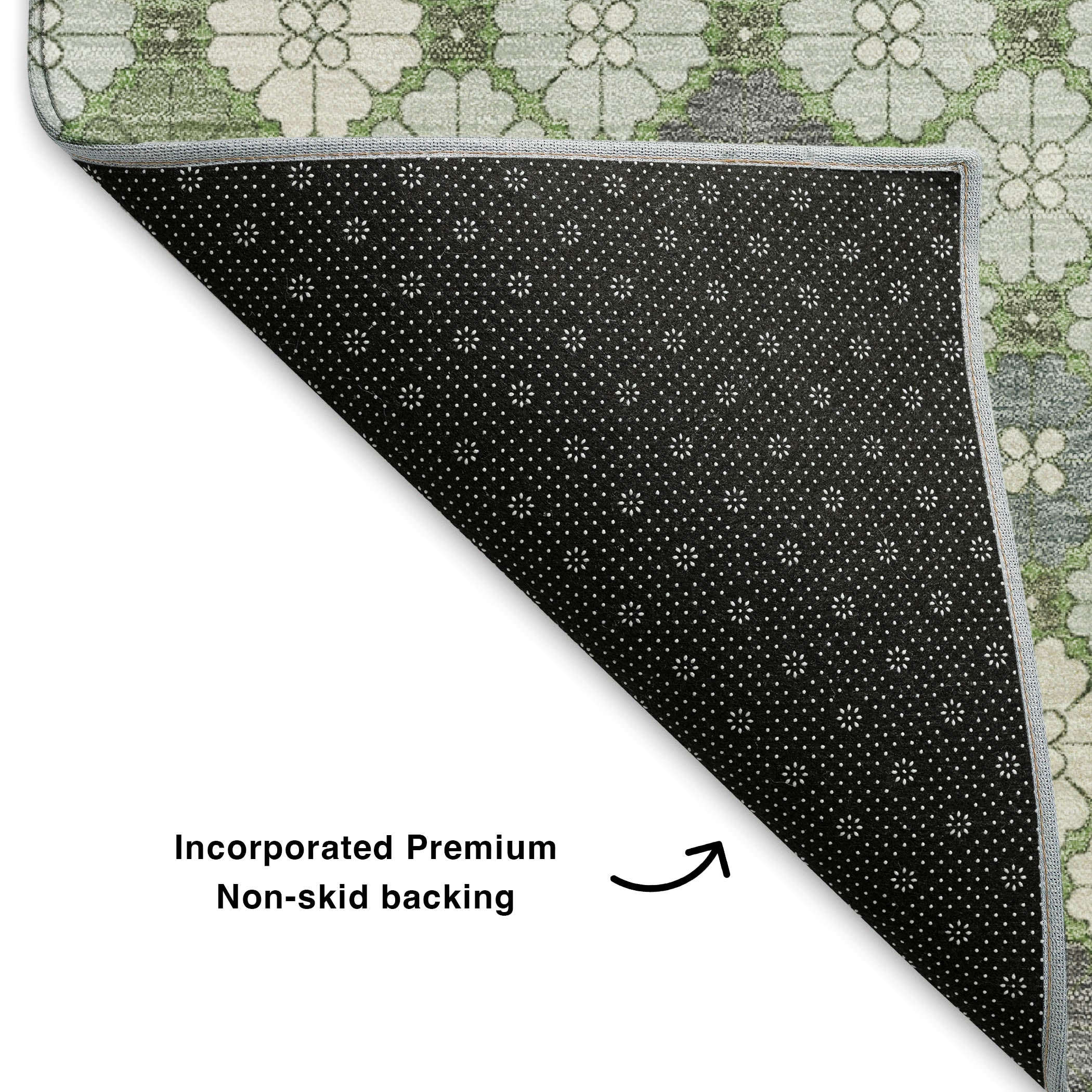 Antigua Machine Washable Transitional Mint Green Rug 1'8" x 2'6" #shape_Rectangle