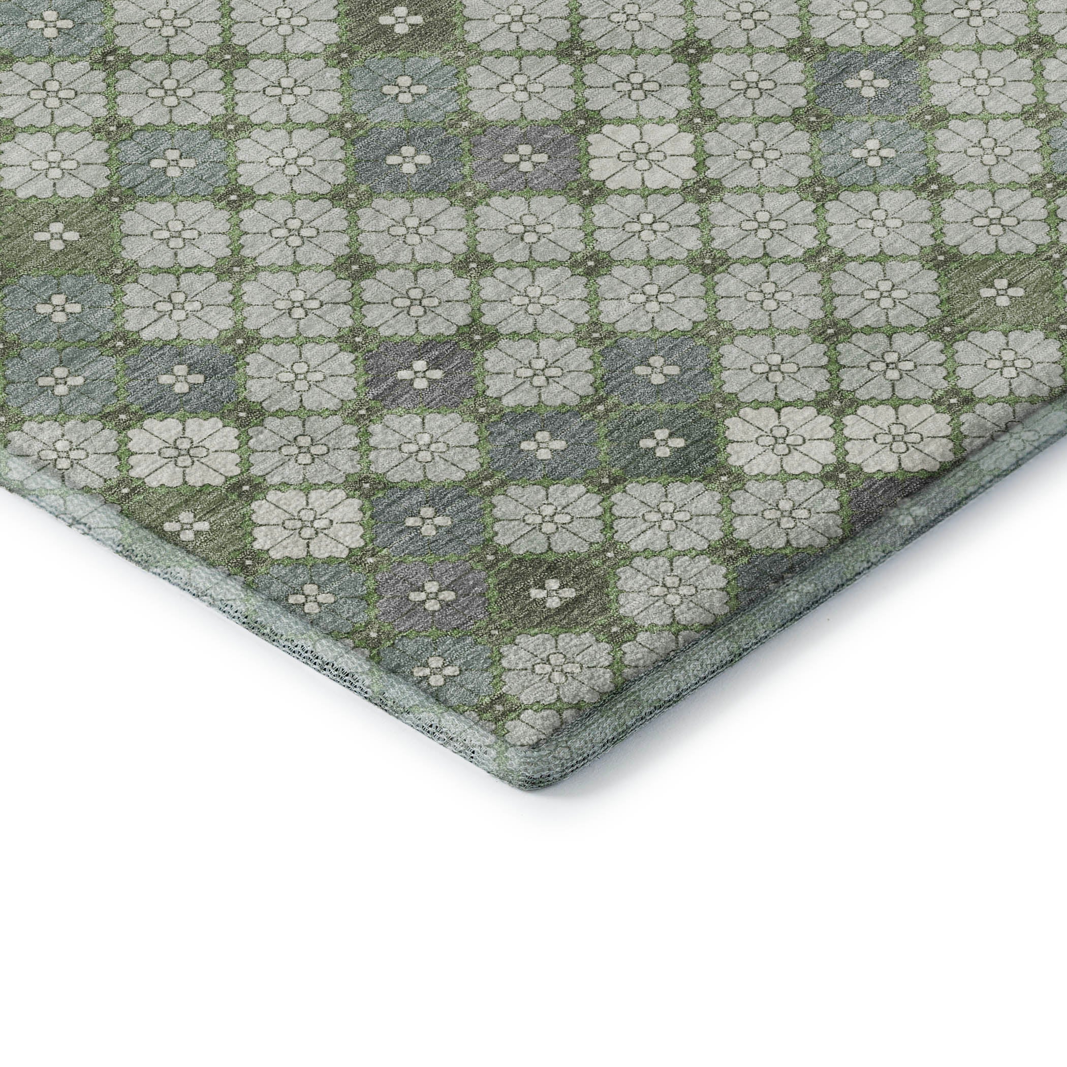 Antigua Machine Washable Transitional Mint Green Rug 1'8" x 2'6" #shape_Rectangle