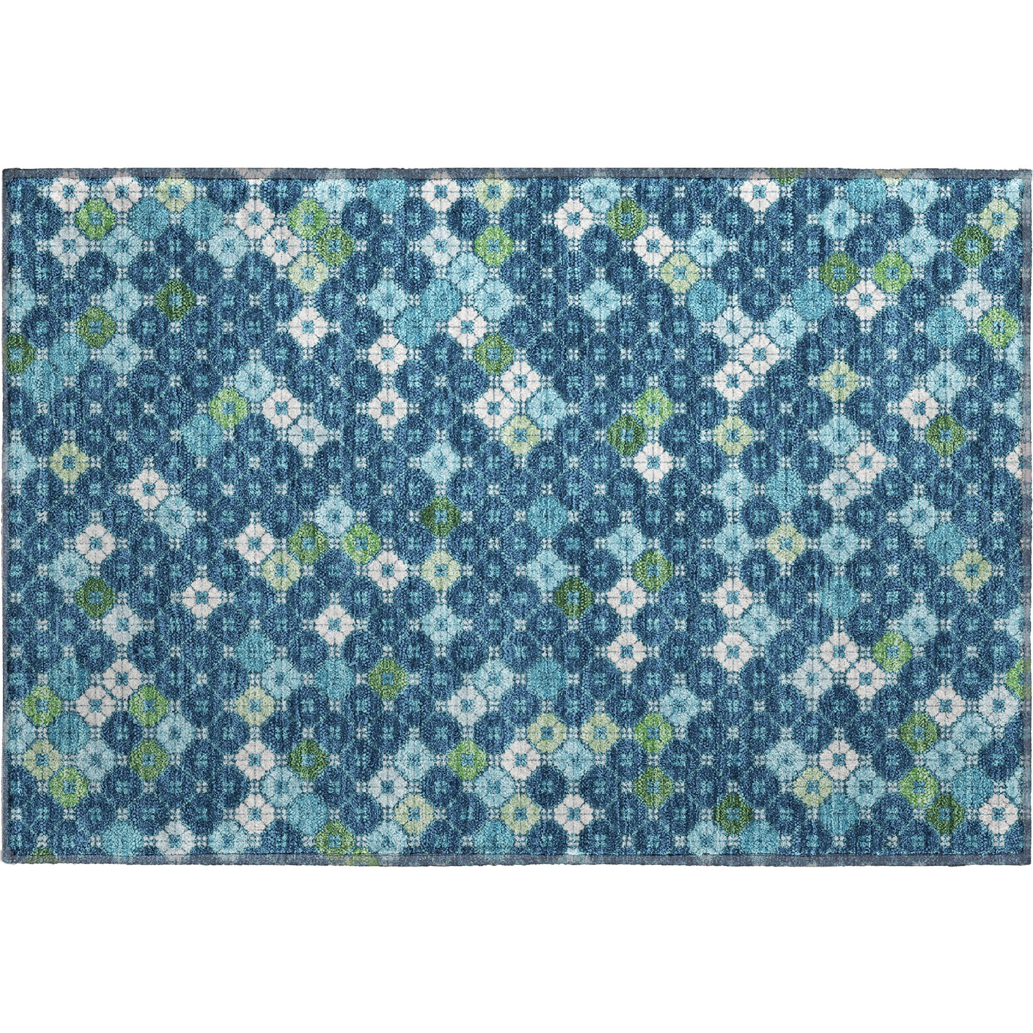 Antigua Machine Washable Transitional Navy Blue Rug 1'8" x 2'6" #shape_Rectangle