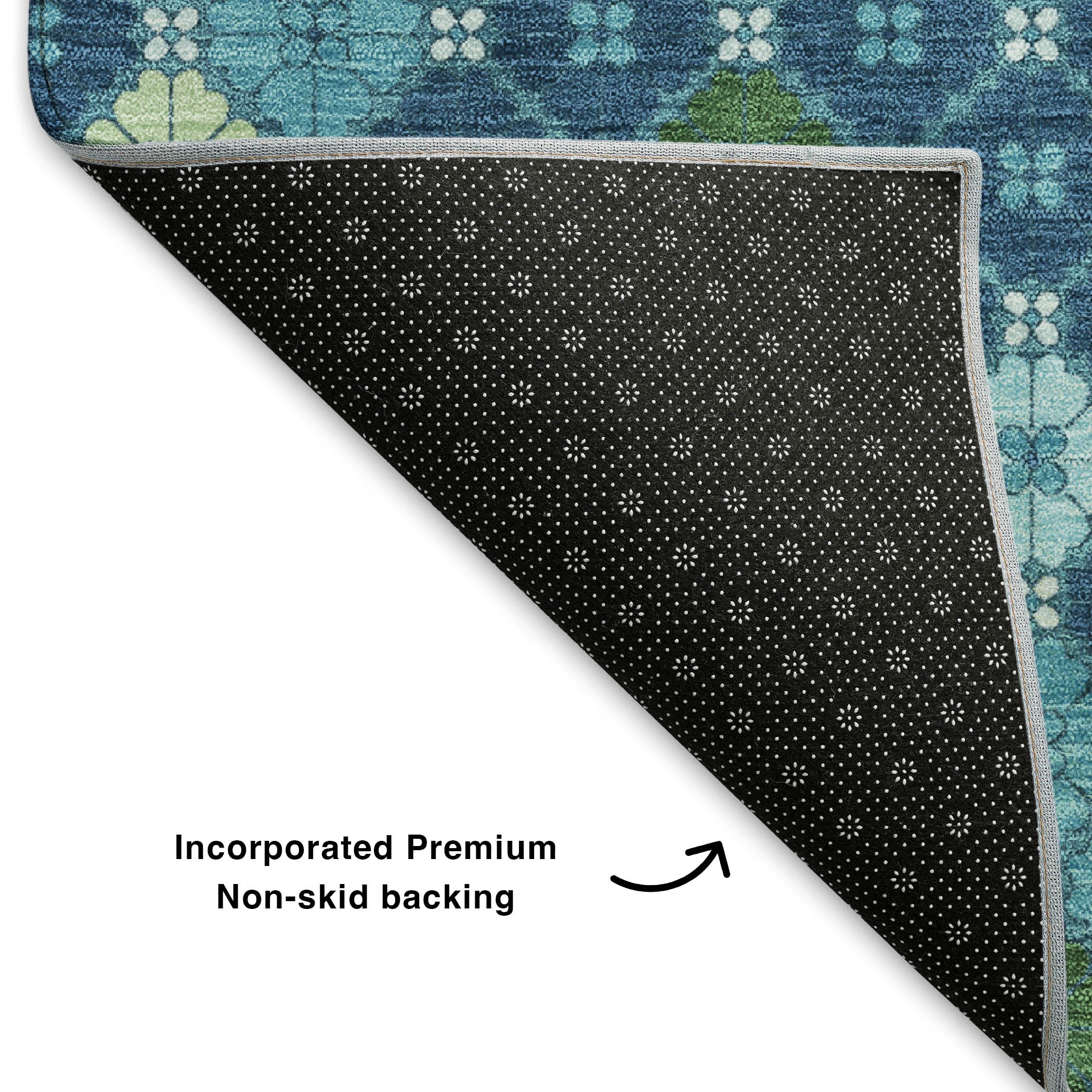 Antigua Machine Washable Transitional Navy Blue Rug 1'8" x 2'6" #shape_Rectangle