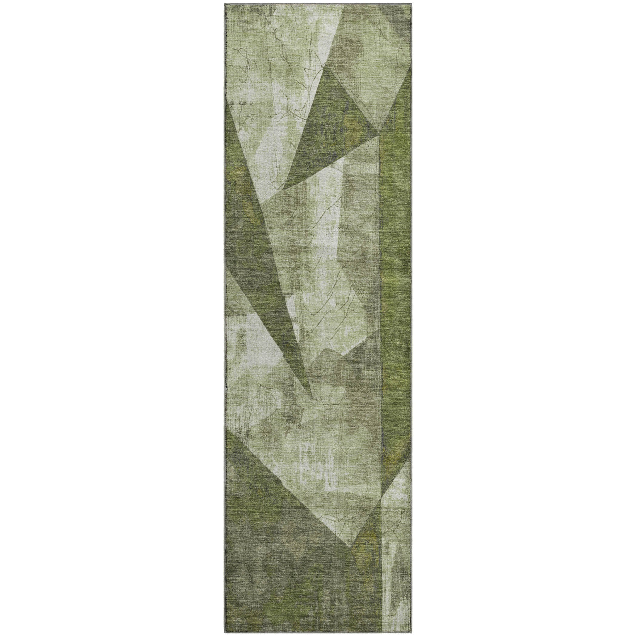 Bergen Machine Washable Transitional Green Rug 2'3" x 7'6" #shape_Runner