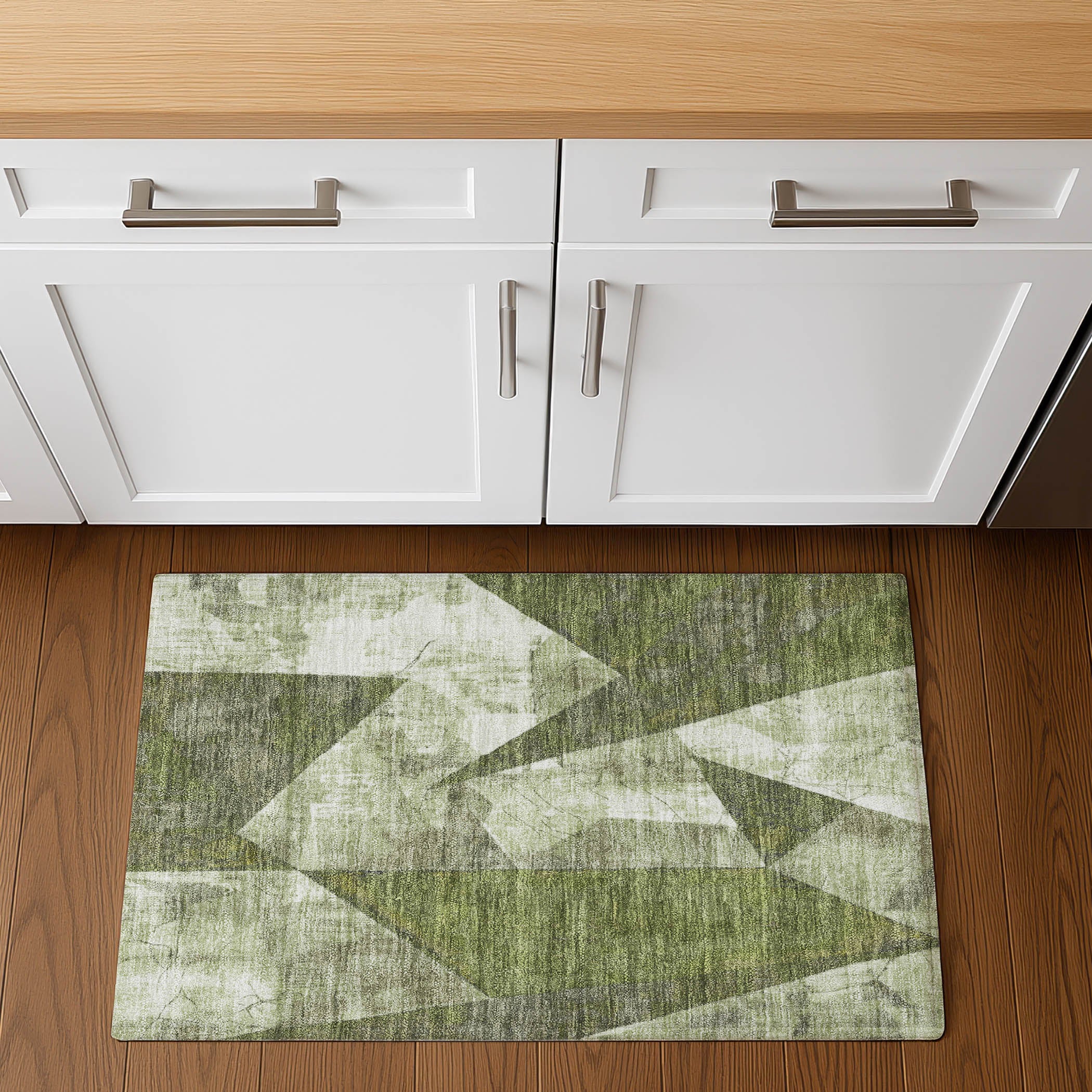 Bergen Machine Washable Transitional Green Rug 1'8" x 2'6" #shape_Rectangle
