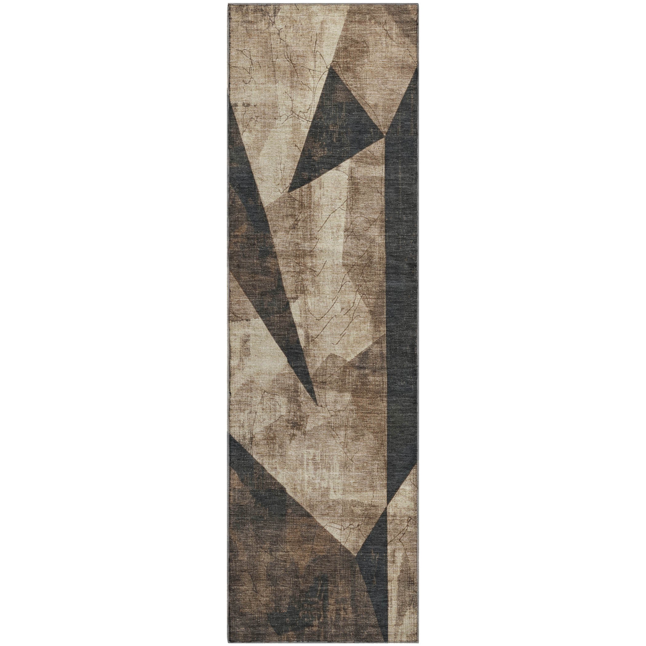 Bergen Machine Washable Transitional Mocha Brown Rug 2'3" x 7'6" #shape_Runner