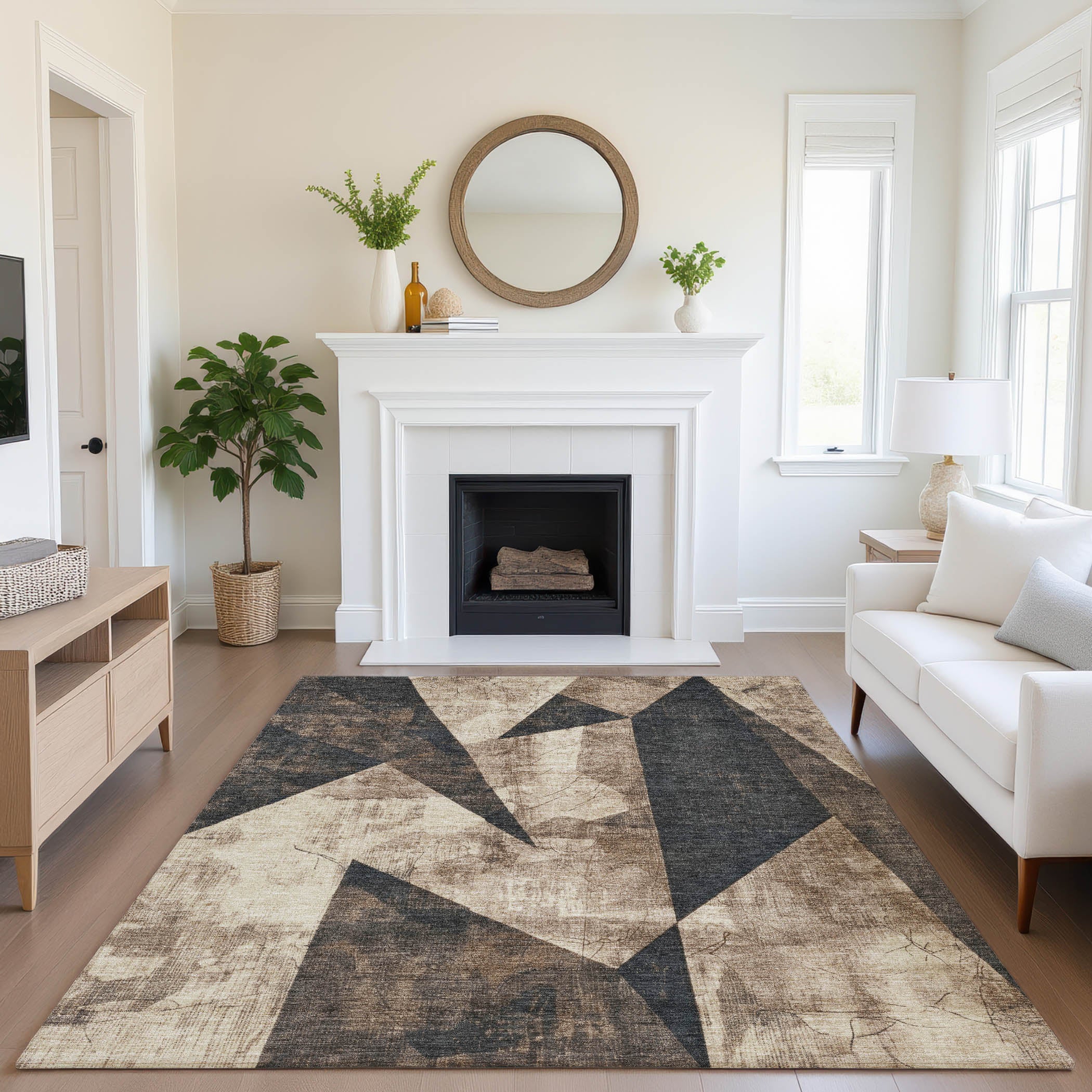 Bergen Machine Washable Transitional Mocha Brown Rug 2'6" x 3'10" #shape_Rectangle