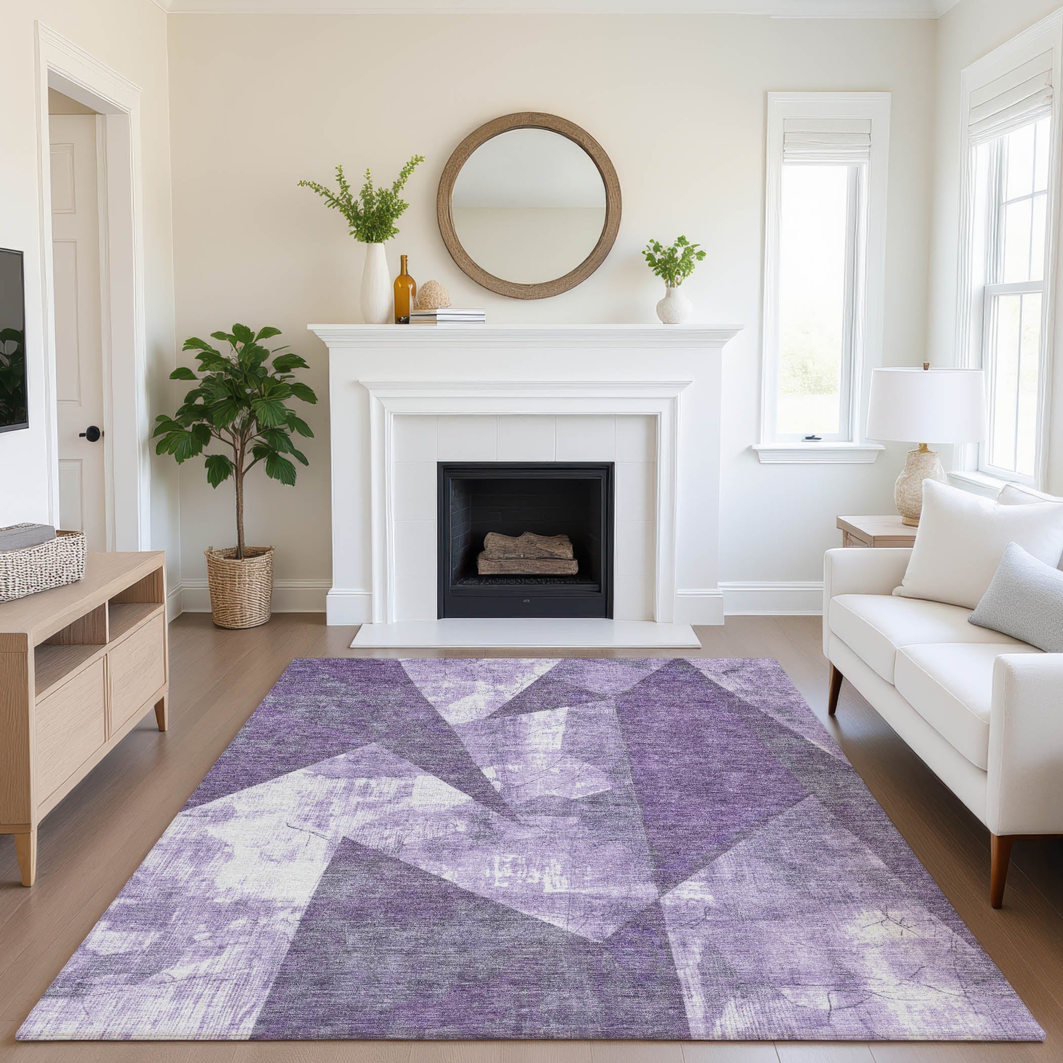 Bergen Machine Washable Transitional Purple Rug 2'6" x 3'10" #shape_Rectangle