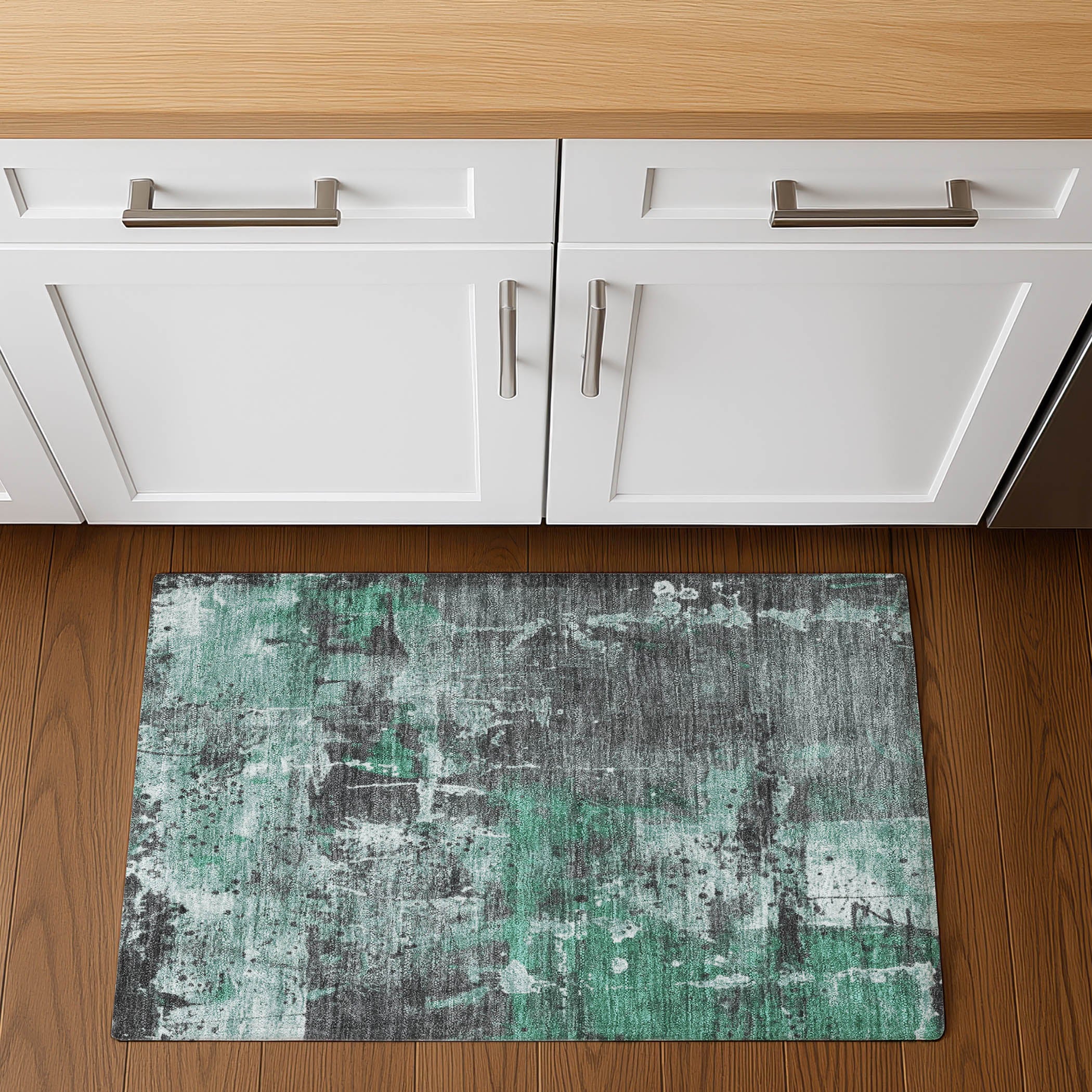 Tbilisi Machine Washable Transitional Green Rug 1'8" x 2'6" #shape_Rectangle