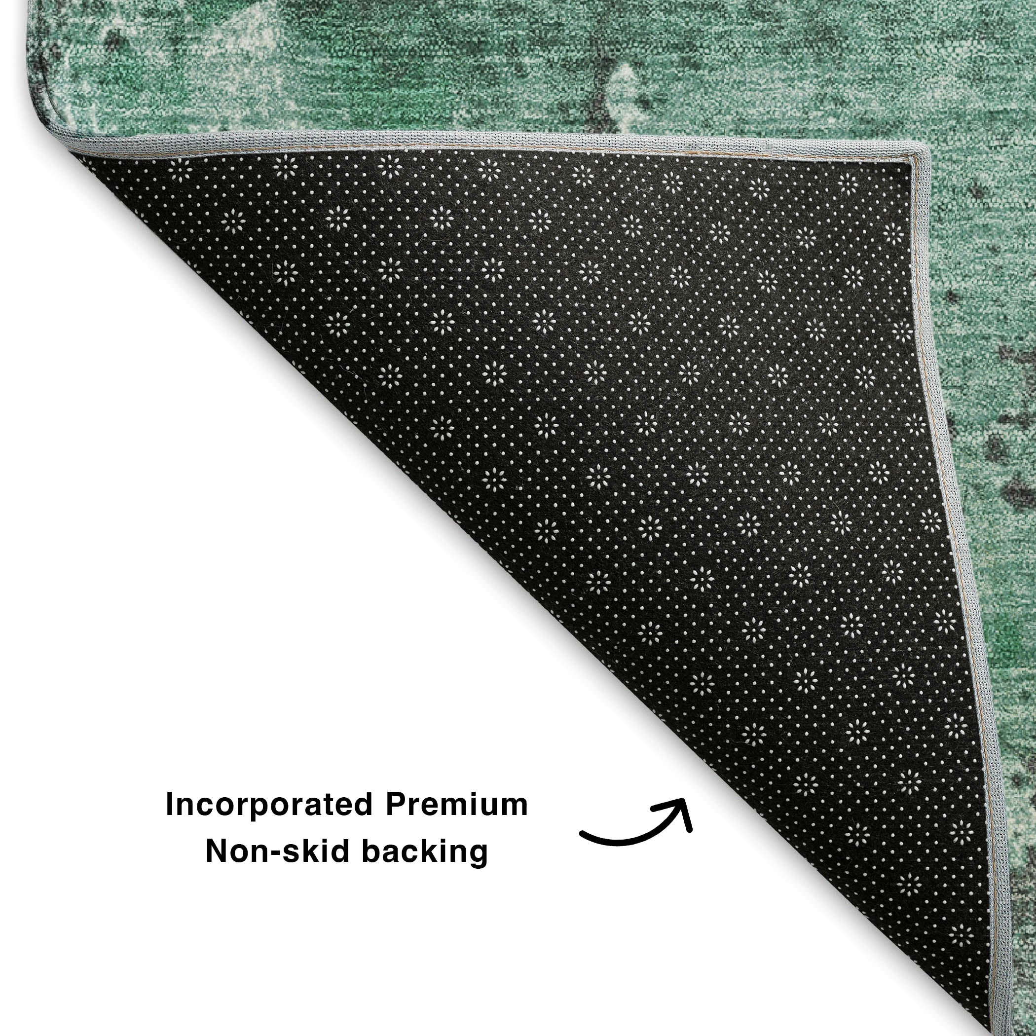 Tbilisi Machine Washable Transitional Green Rug 1'8" x 2'6" #shape_Rectangle