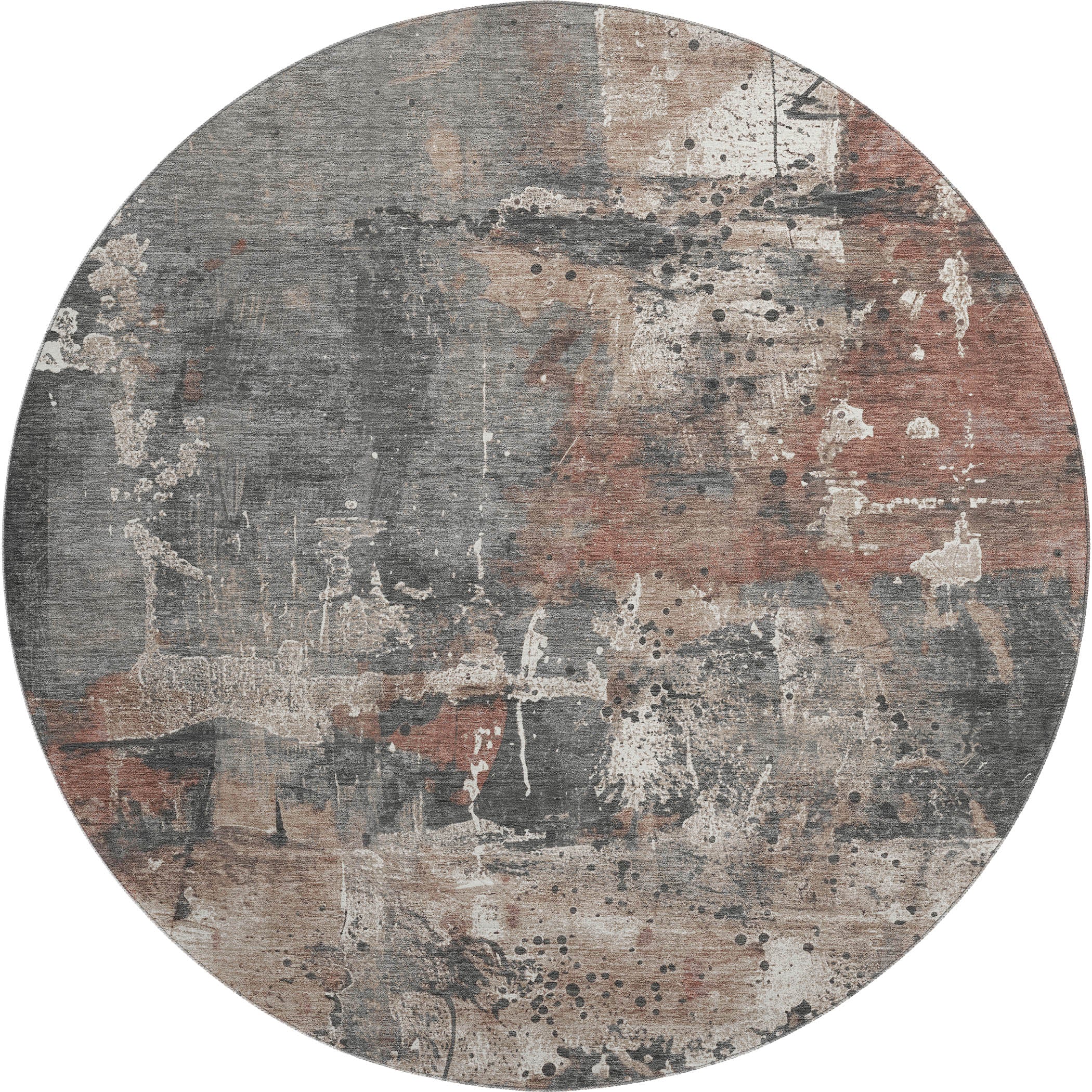Tbilisi Machine Washable Transitional Paprika Orange Rug 8' x 8' #shape_Round