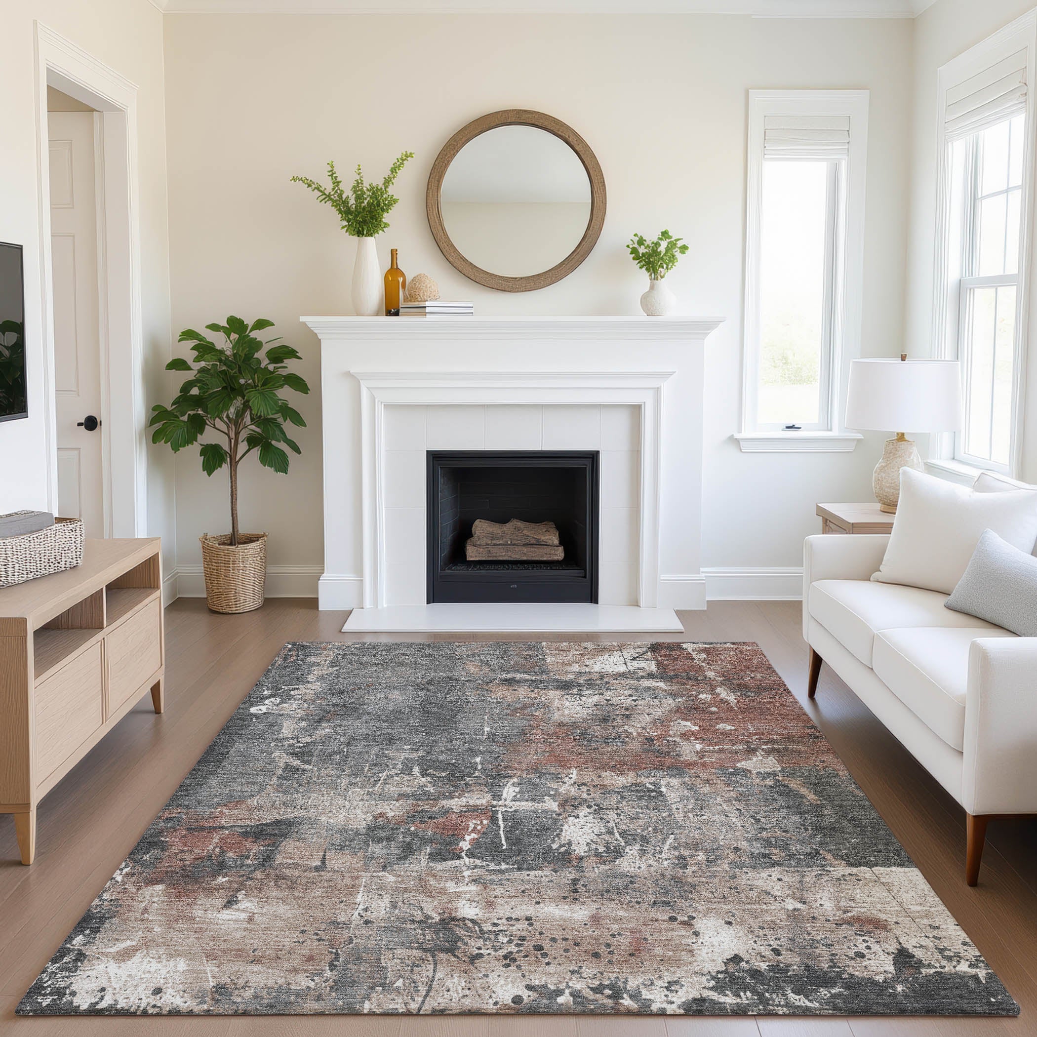 Tbilisi Machine Washable Transitional Paprika Orange Rug 2'6" x 3'10" #shape_Rectangle