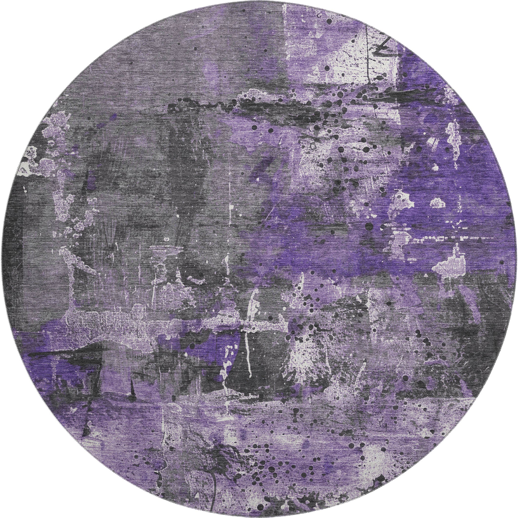 Tbilisi Machine Washable Transitional Purple Rug 8' x 8' #shape_Round