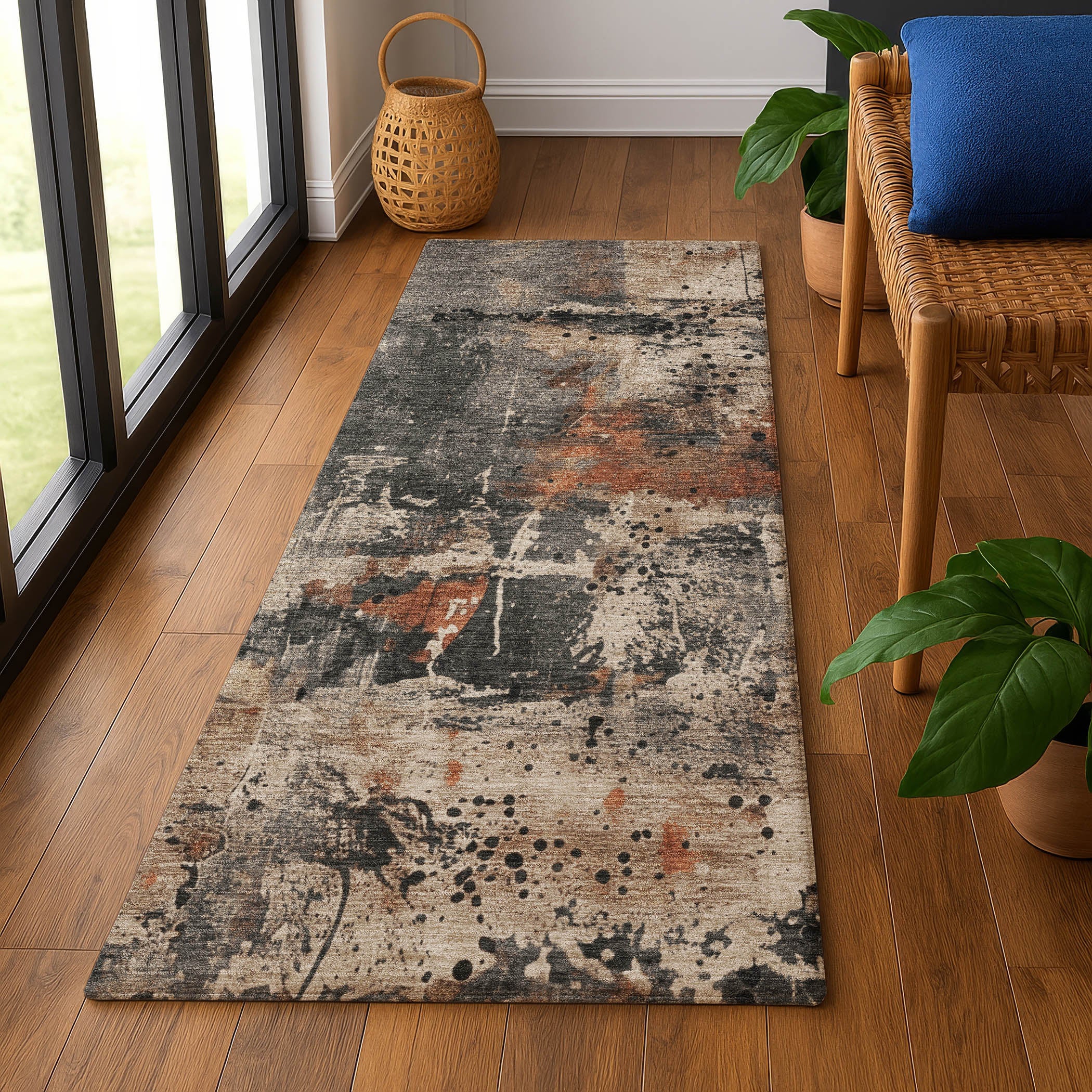 Tbilisi Machine Washable Transitional Taupe Brown Rug 2'3" x 7'6" #shape_Runner