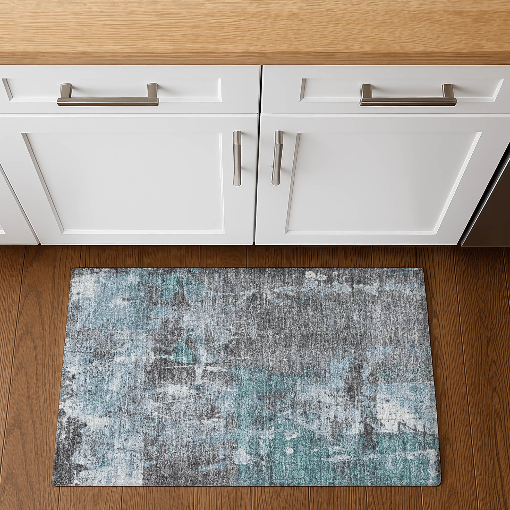 Tbilisi Machine Washable Transitional Teal Rug 1'8" x 2'6" #shape_Rectangle