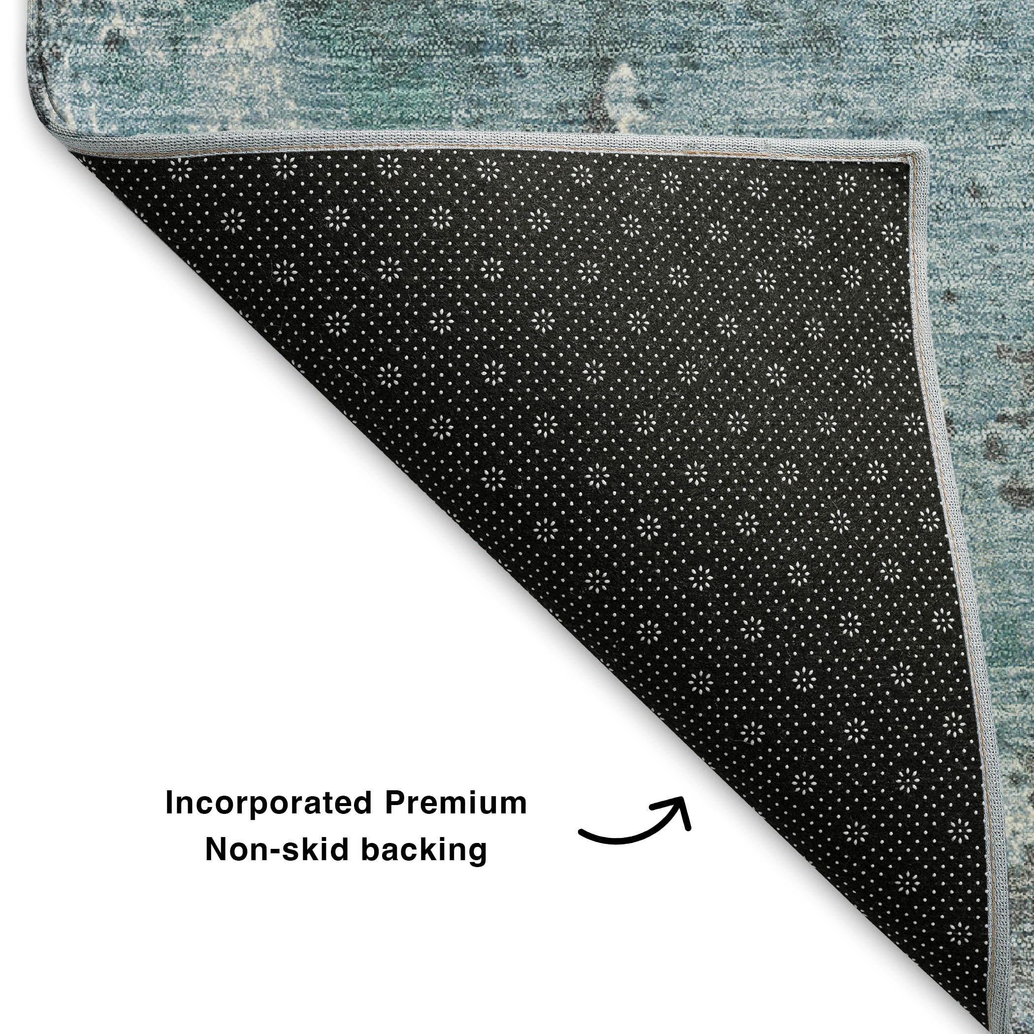 Tbilisi Machine Washable Transitional Teal Rug 1'8" x 2'6" #shape_Rectangle