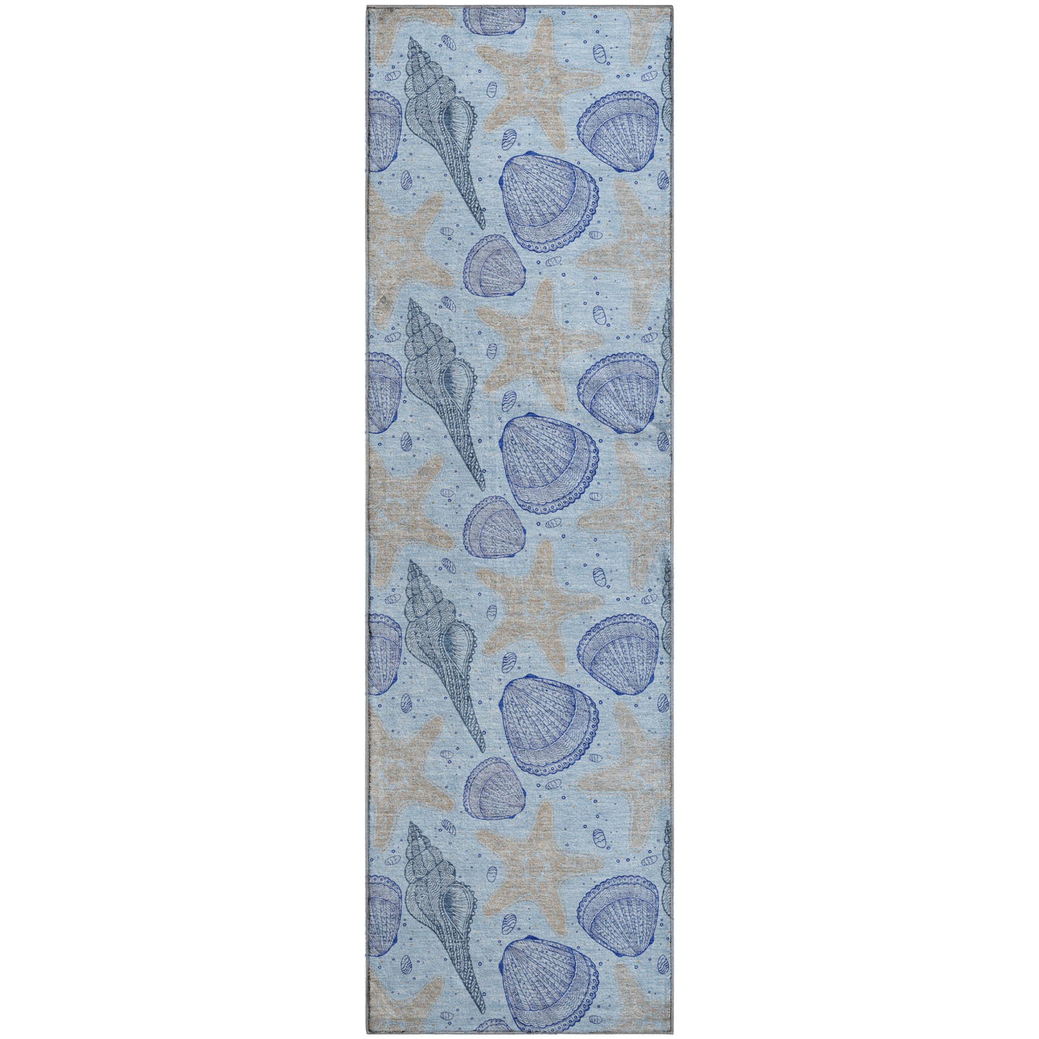 Mdina Machine Washable Coastal Blue Rug 2'3" x 7'6" #shape_Runner