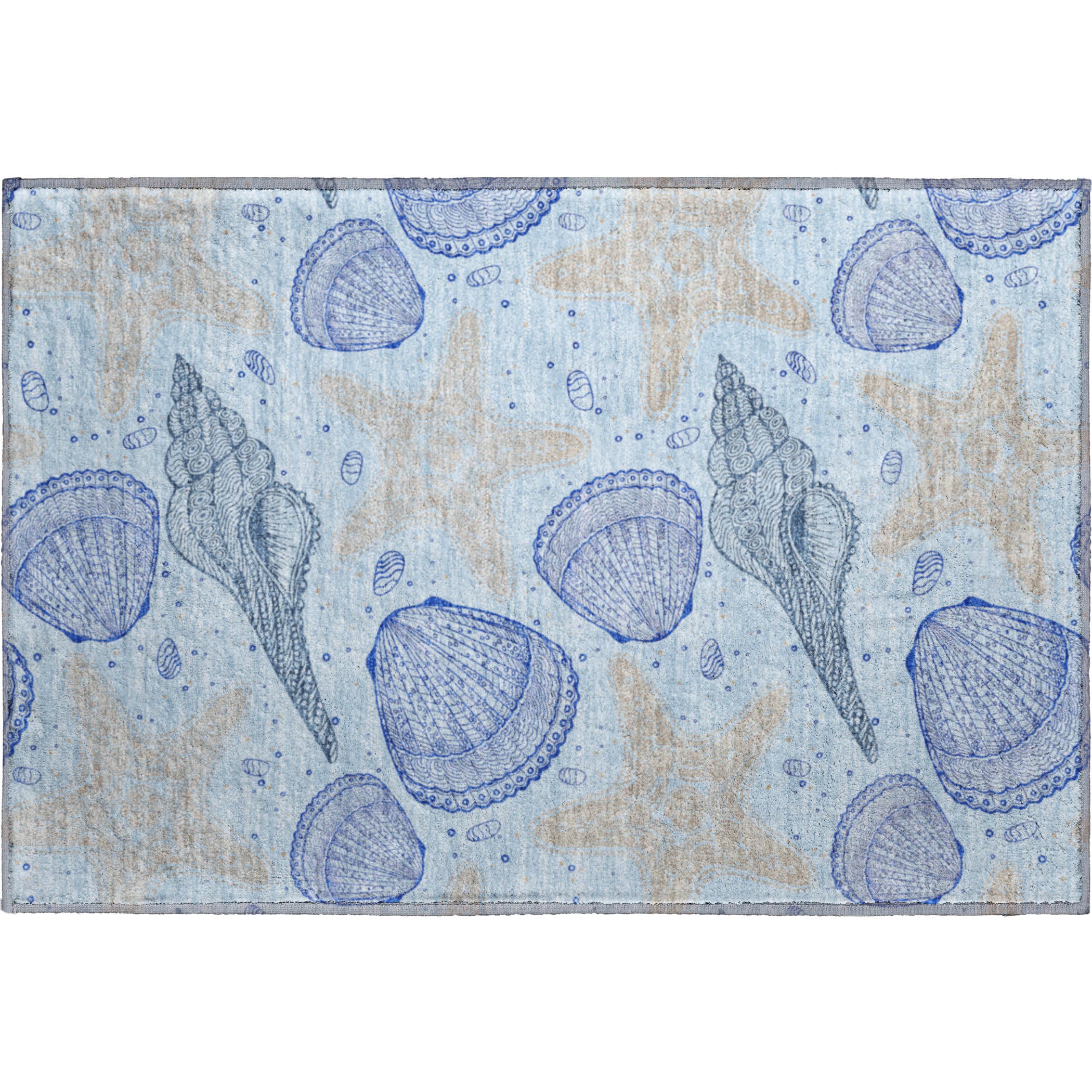 Mdina Machine Washable Coastal Blue Rug 1'8" x 2'6" #shape_Rectangle