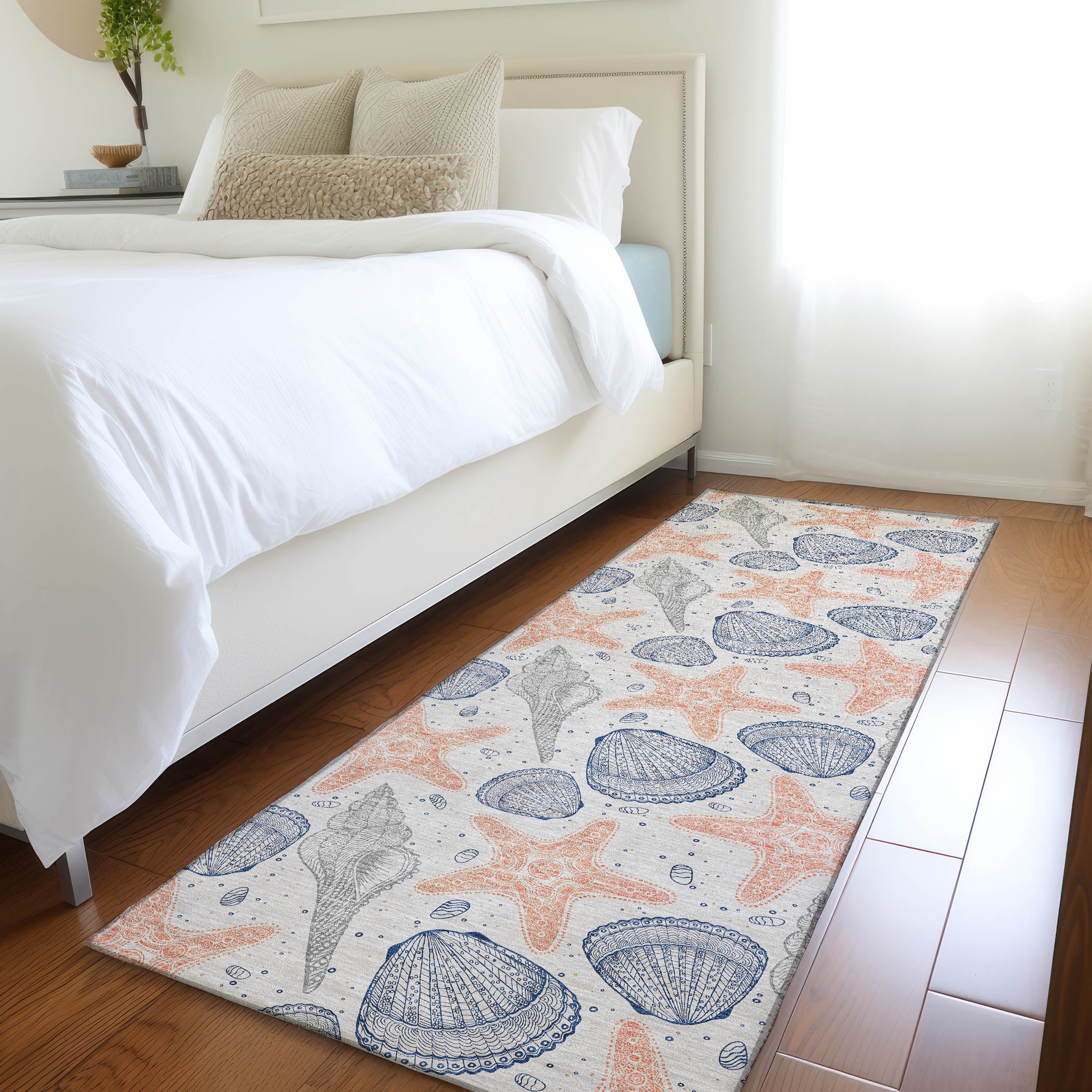 Mdina Machine Washable Coastal Peach Beige Rug 2'3" x 7'6" #shape_Runner