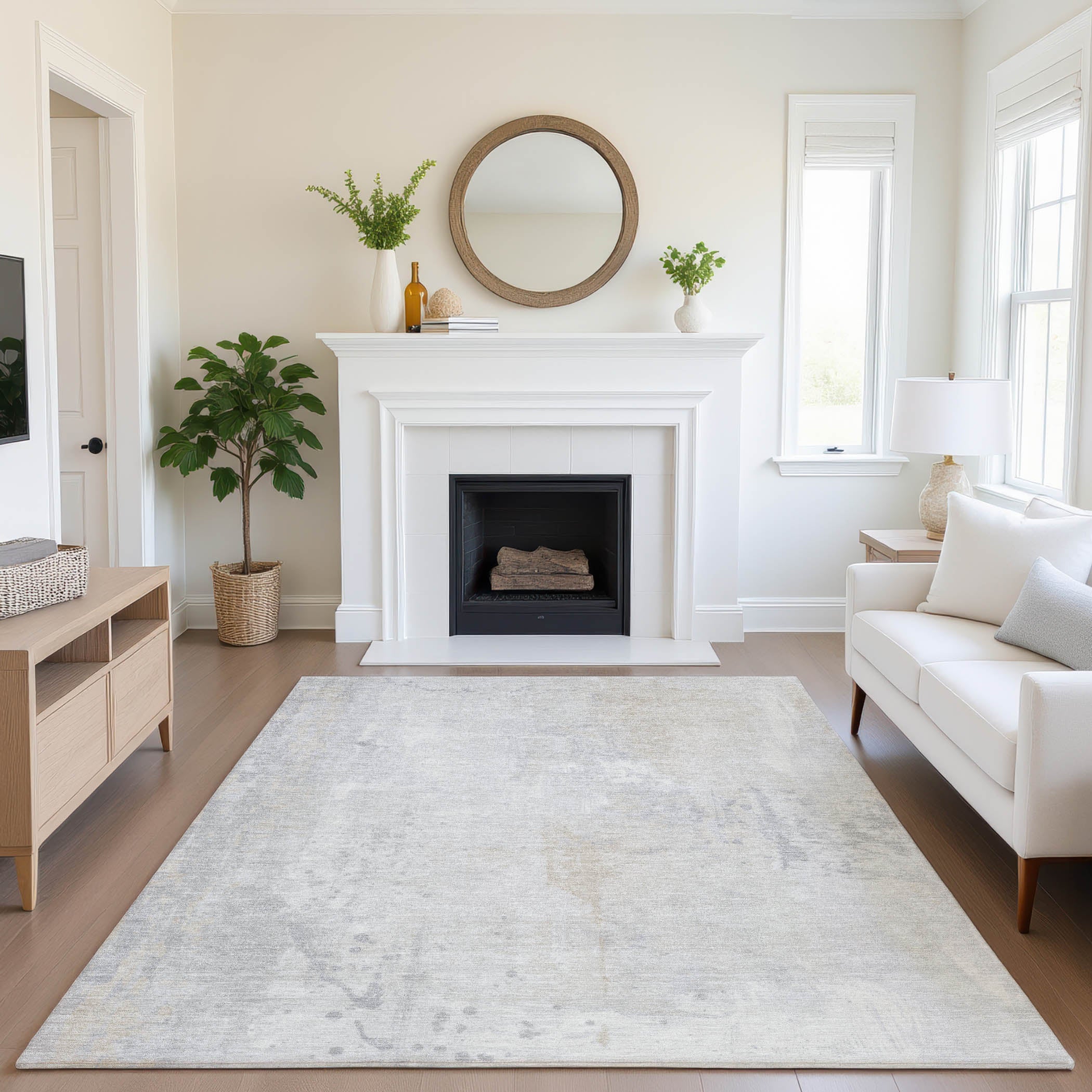 Havana Machine Washable Transitional Ivory Rug 2'6" x 3'10" #shape_Rectangle