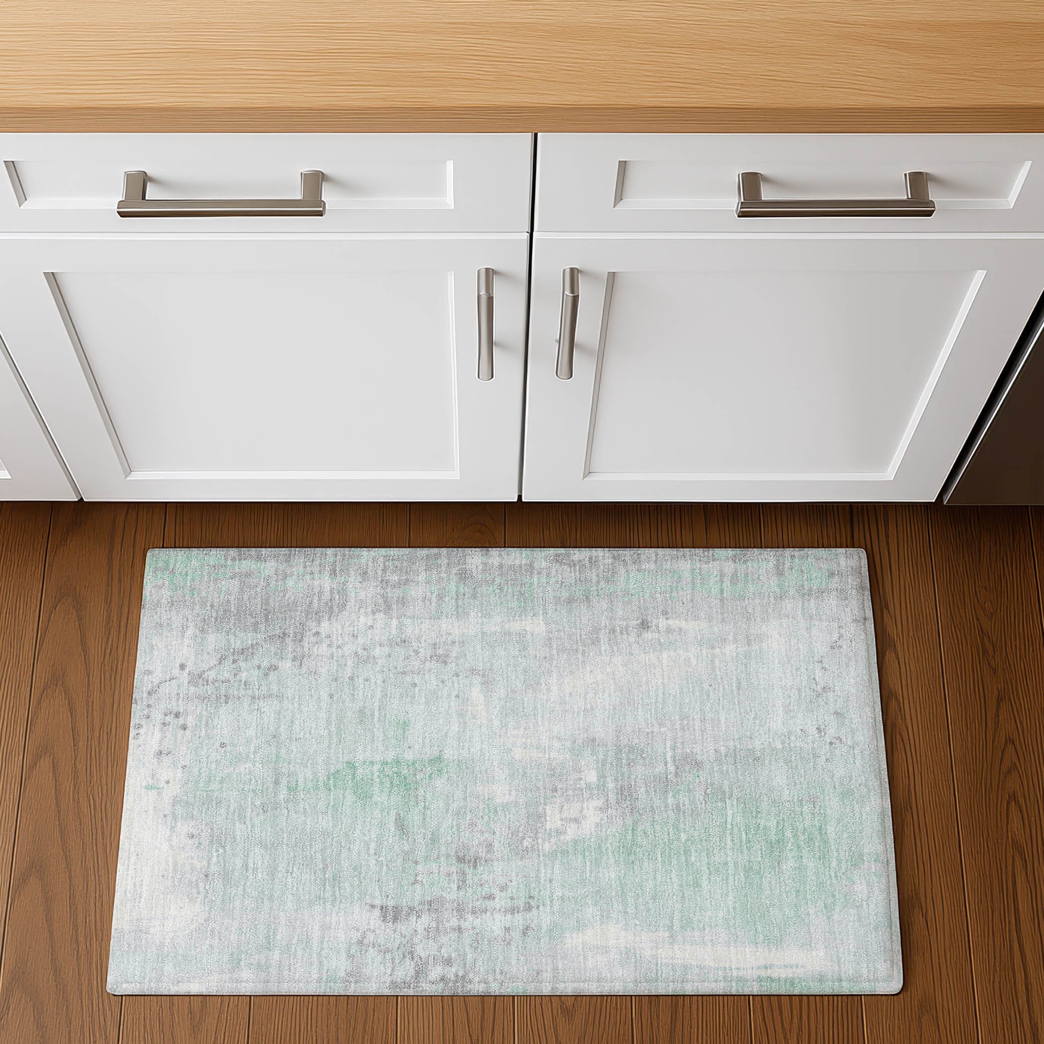 Havana Machine Washable Transitional Mint Green Rug 1'8" x 2'6" #shape_Rectangle