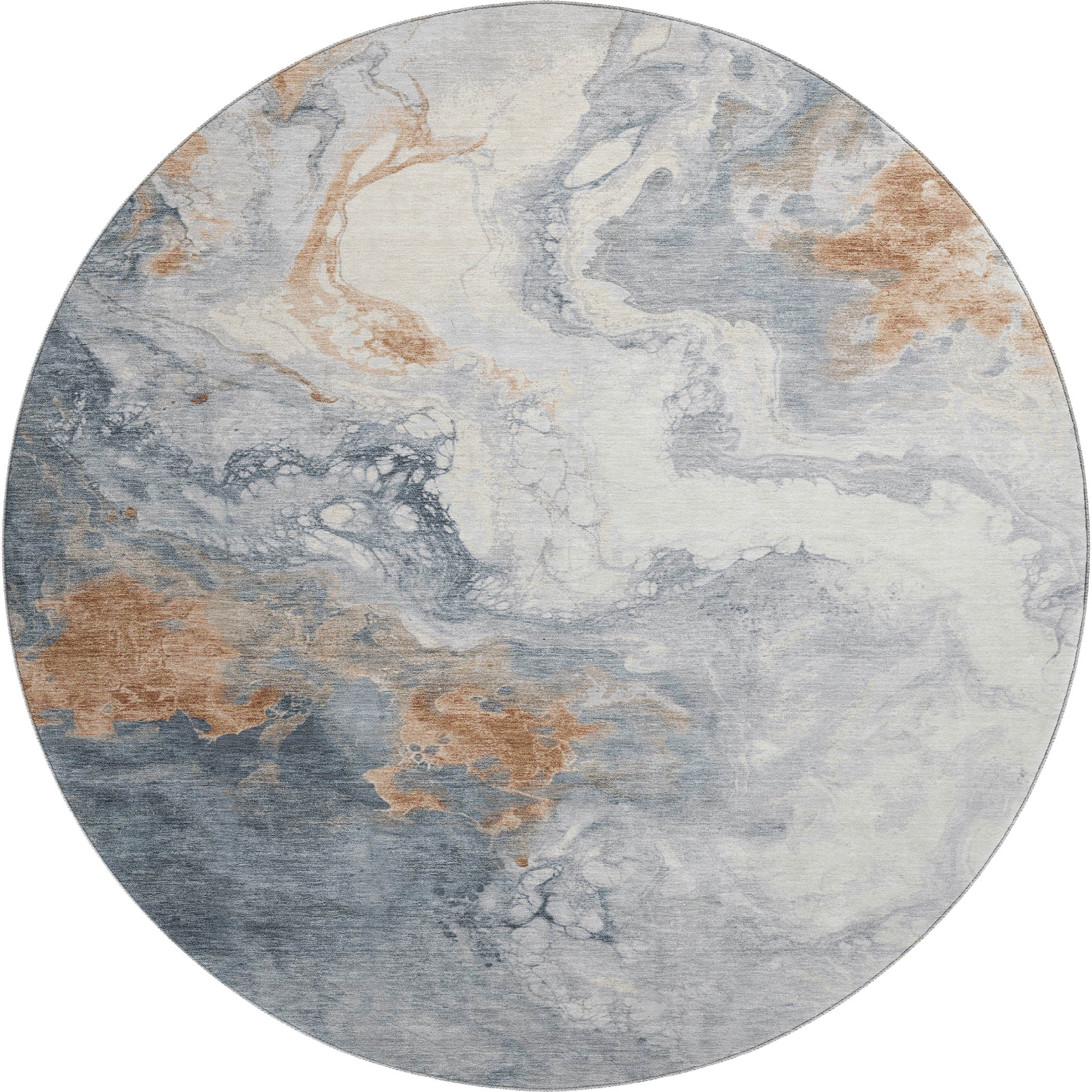 Mdina Machine Washable Transitional Gray Rug 8' x 8' #shape_Round